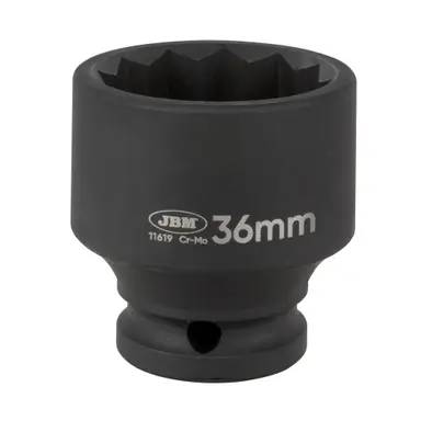 JBM VASO DE IMPACTO CORTO DE 12 CANTOS - 1/2" 36MM