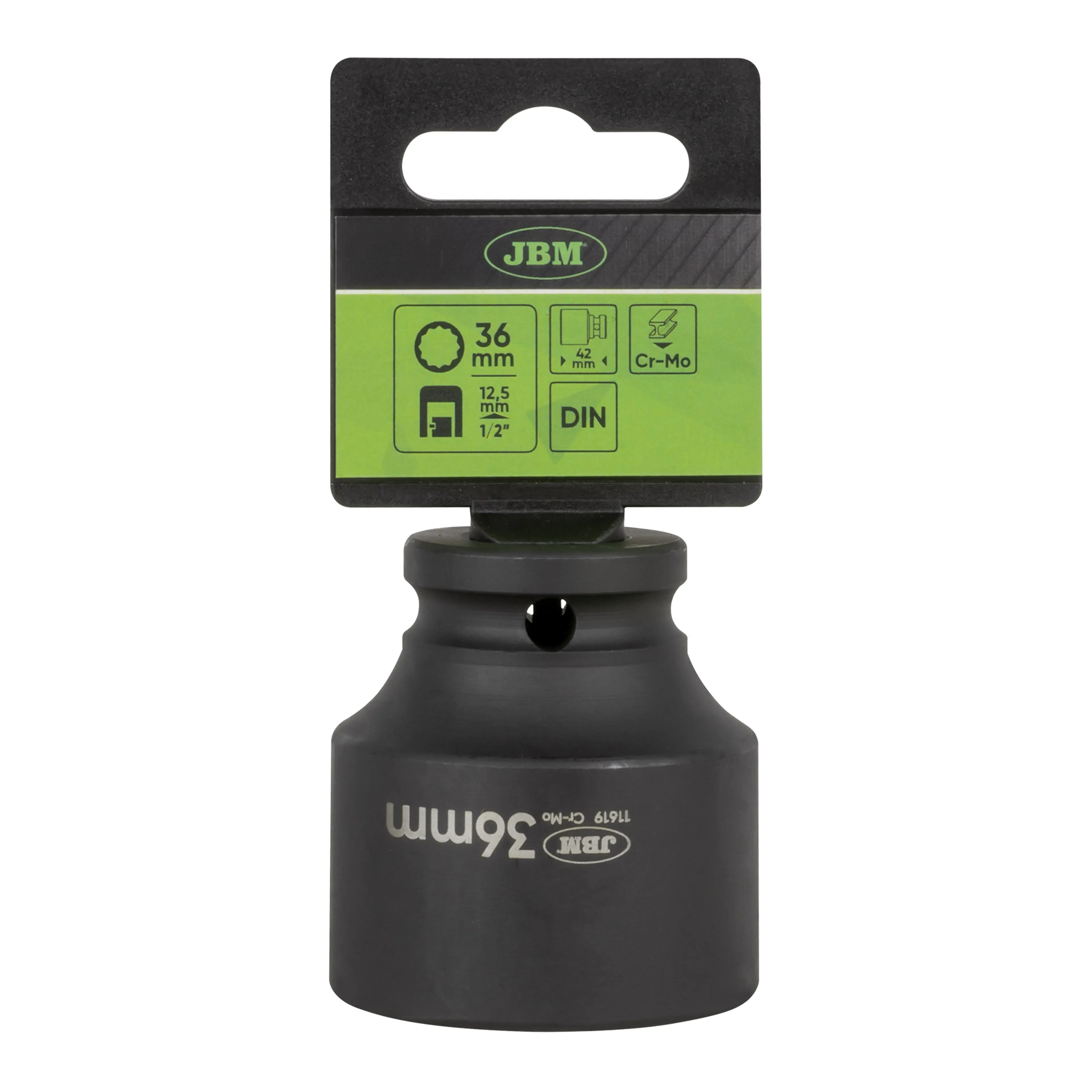 JBM VASO DE IMPACTO CORTO DE 12 CANTOS - 1/2" 36MM