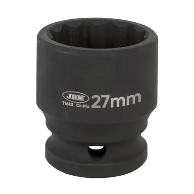 JBM VASO DE IMPACTO CORTO DE 12 CARAS - 1/2" 27MM
