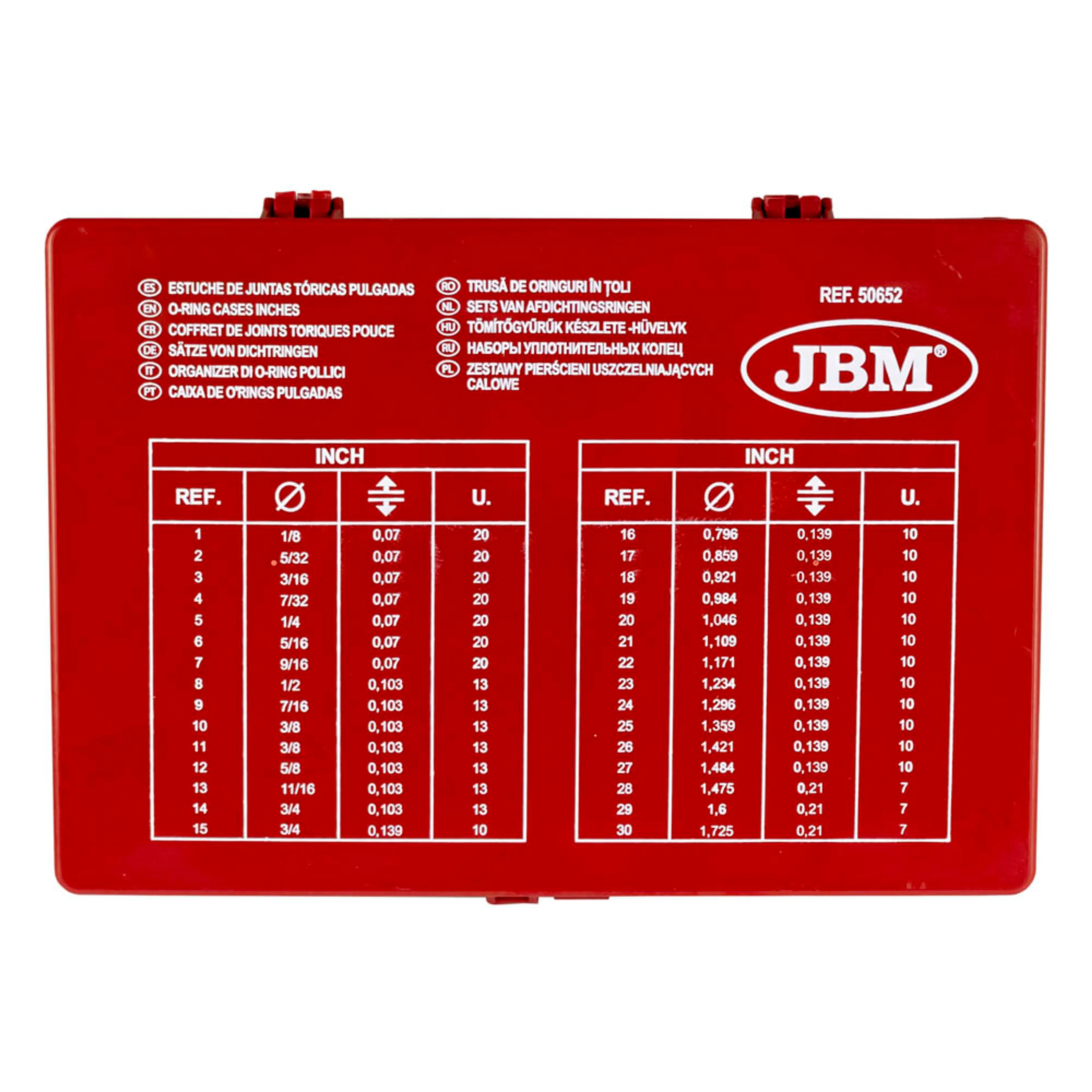JBM ESTUCHE DE JUNTAS TÓRICAS - PULGADAS 382PCS