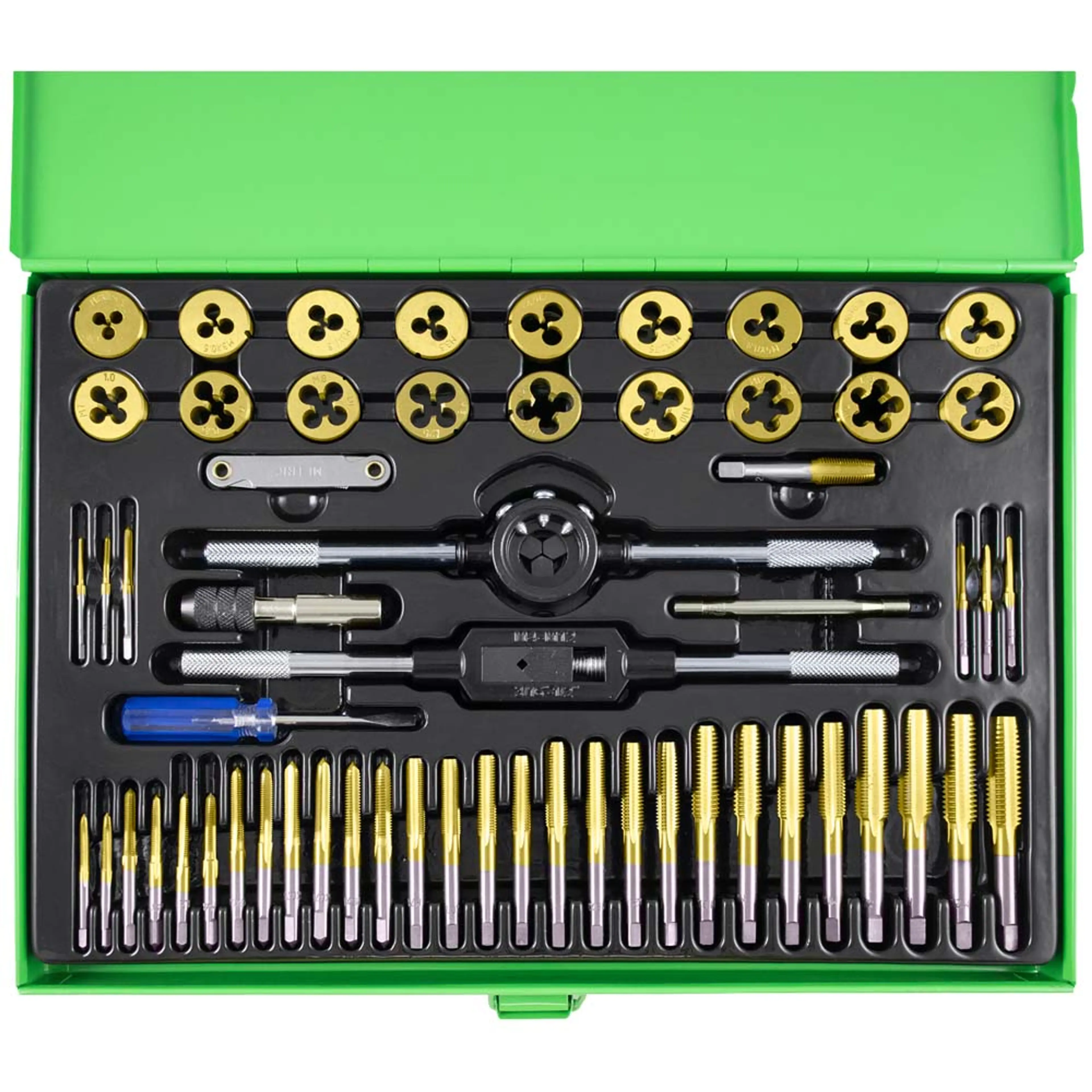 JBM ESTUCHE MÉTRICO CON 58 PIEZAS DE MACHOS Y TERRAJAS RECUBIERTAS DE 