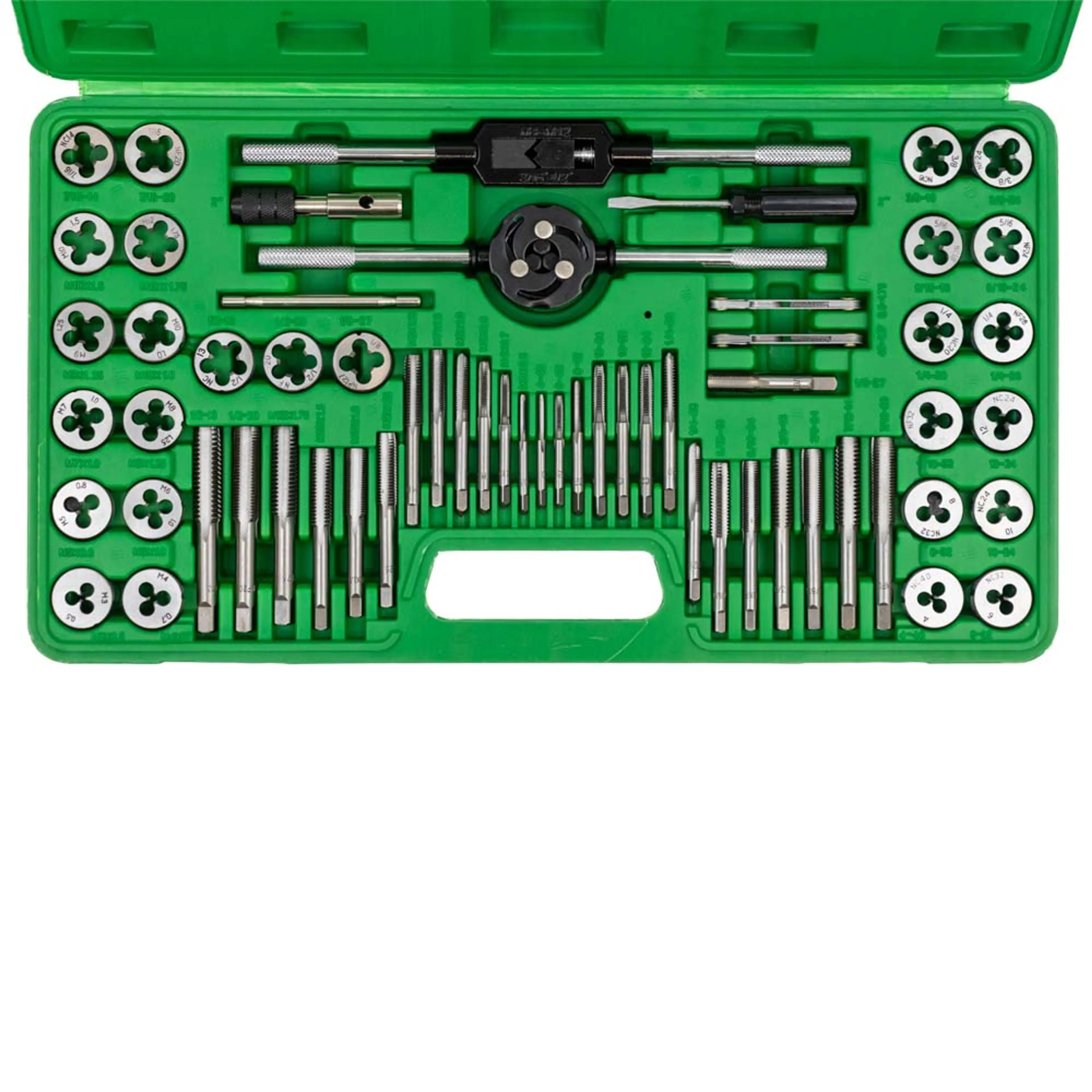 JBM ESTUCHE MÉTRICO CON 60 PIEZAS DE MACHOS Y TERRAJAS COMBINADO MÉTRI