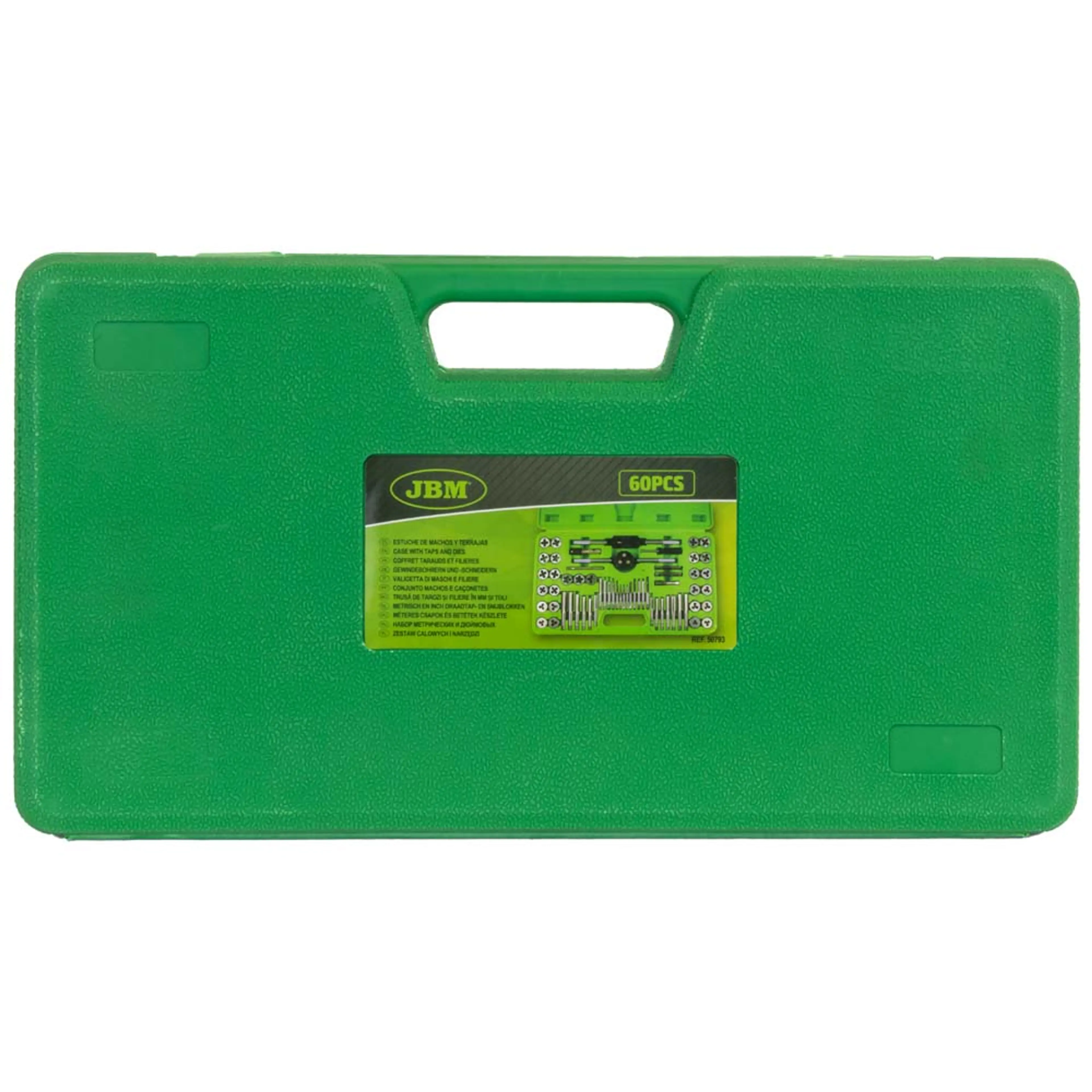 JBM ESTUCHE MÉTRICO CON 60 PIEZAS DE MACHOS Y TERRAJAS COMBINADO MÉTRI