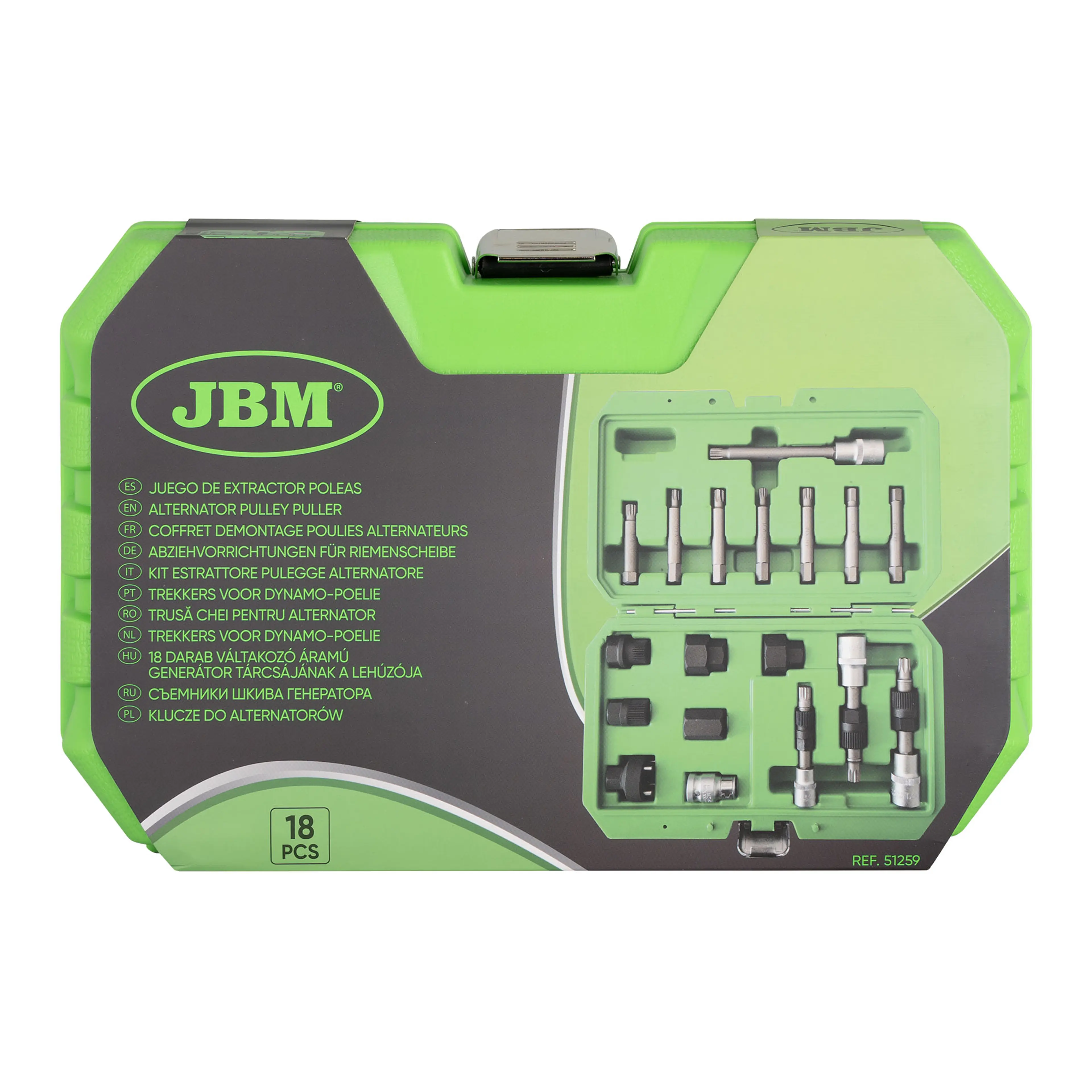 JBM JUEGO DE EXTRACTORES PARA POLEAS DE ALTERNADOR 18PCS