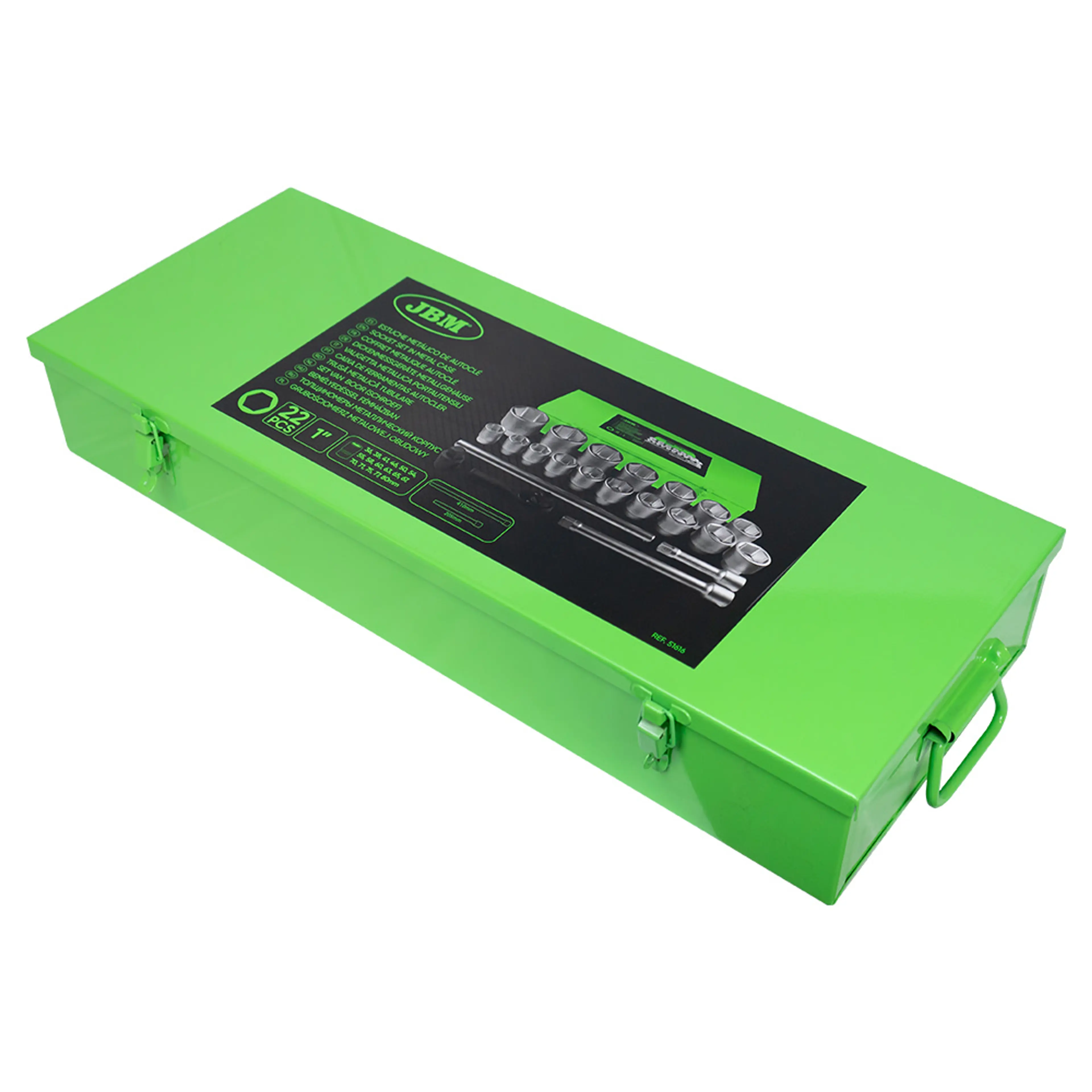 JBM ESTUCHE METÁLICO DE 21 VASOS HEXAGONALES DE 1" CINCADO