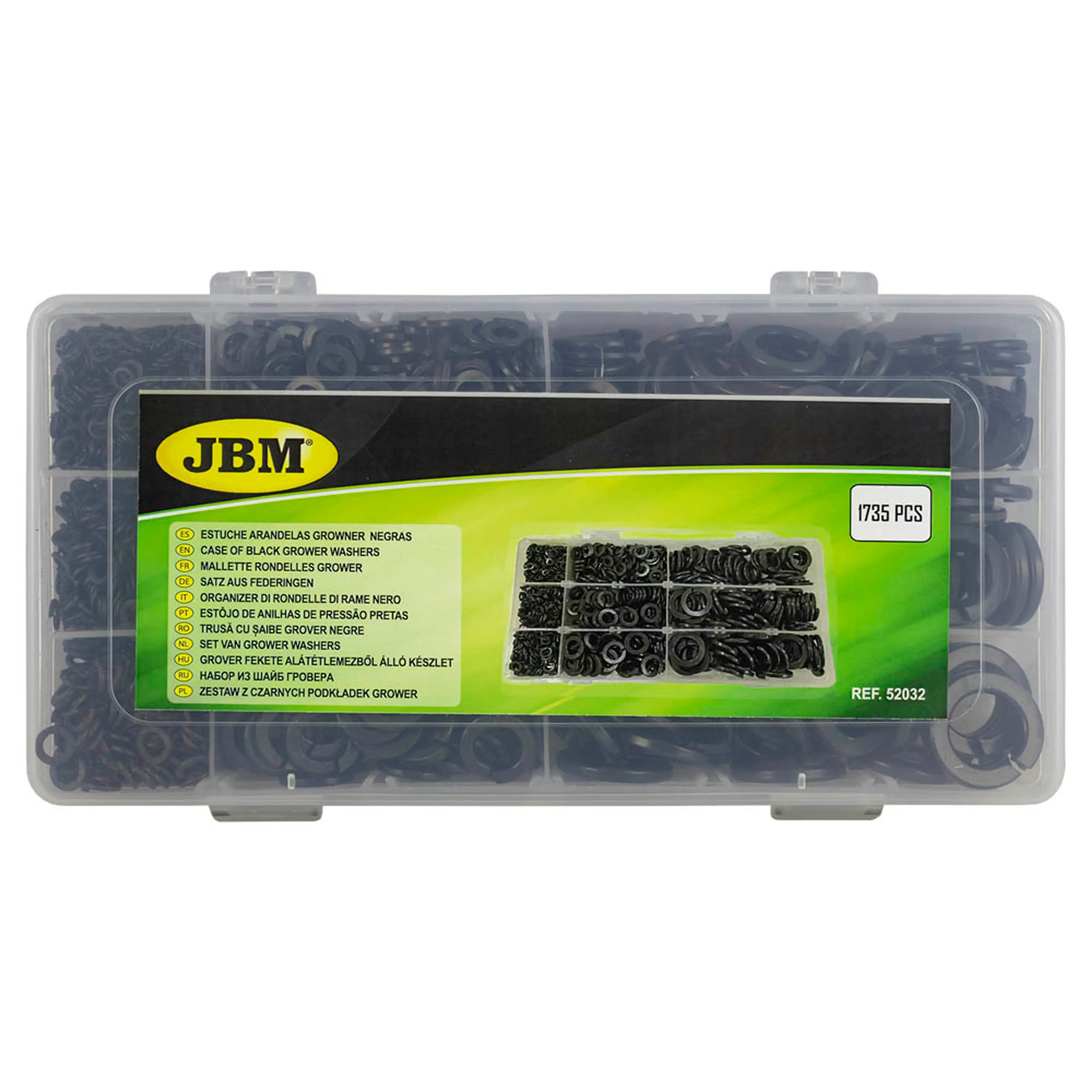 JBM ESTUCHE ARANDELAS GROWER NEGRAS 1735PCS