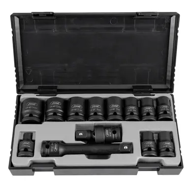 JBM SET DE 13 VASOS DE IMPACTO HEXAGONALES DE 1/2" + ADAPTADOR
