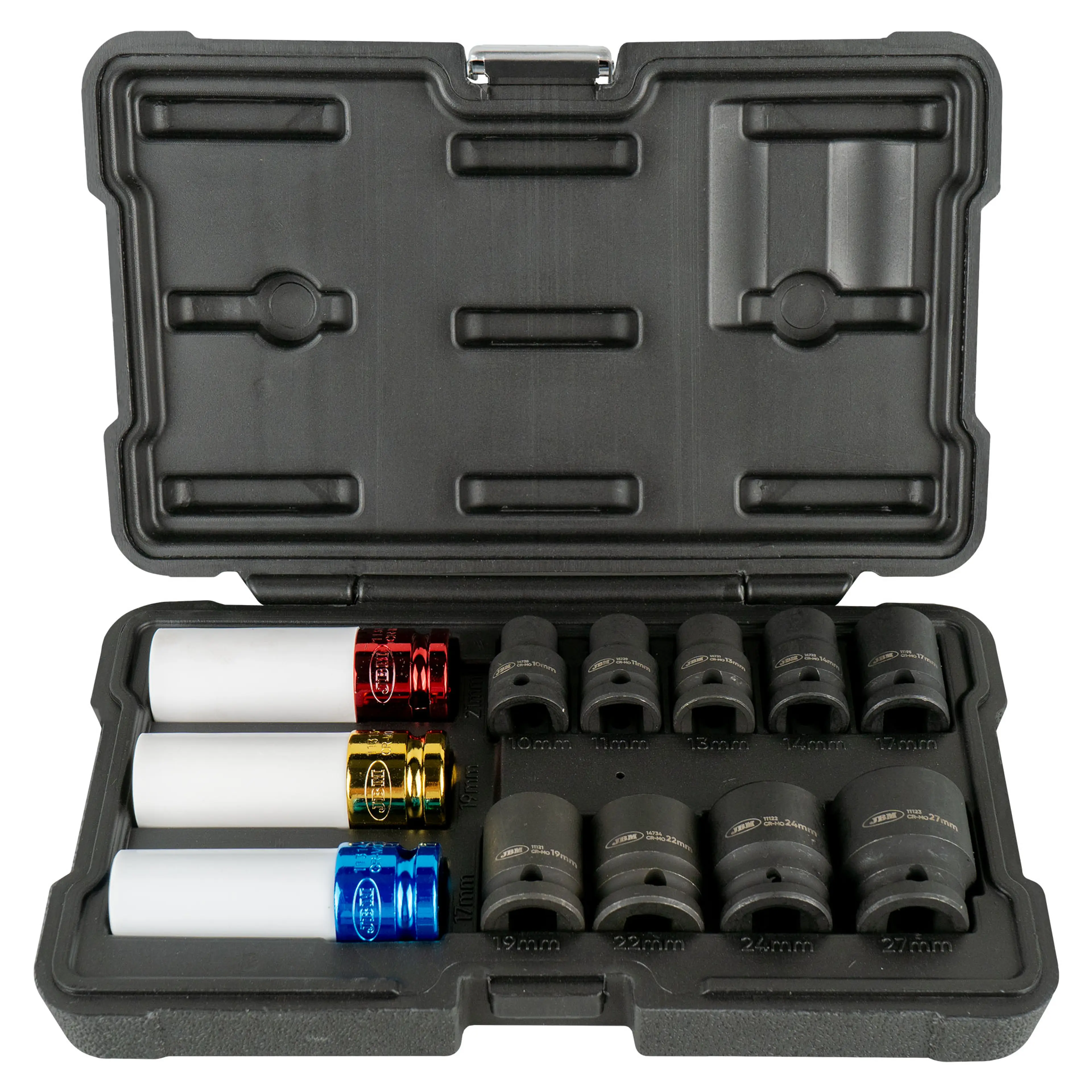 JBM SET DE 12 VASOS DE IMPACTO DE 1/2" ESPECIAL EXTRACCIÓN RUEDAS