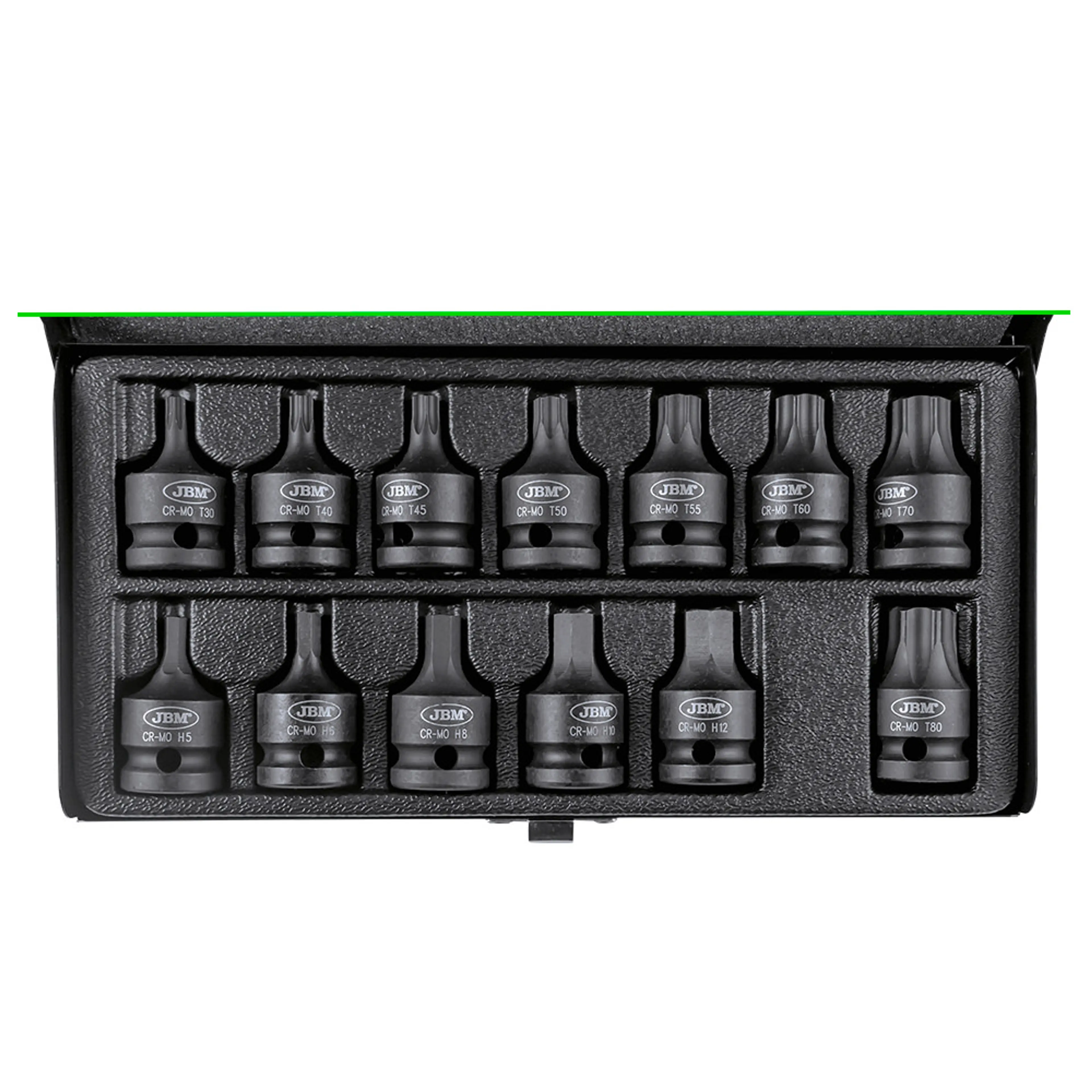 JBM SET DE 13 PUNTAS DE IMPACTO HEXAGONALES Y TORX DE 1/2"