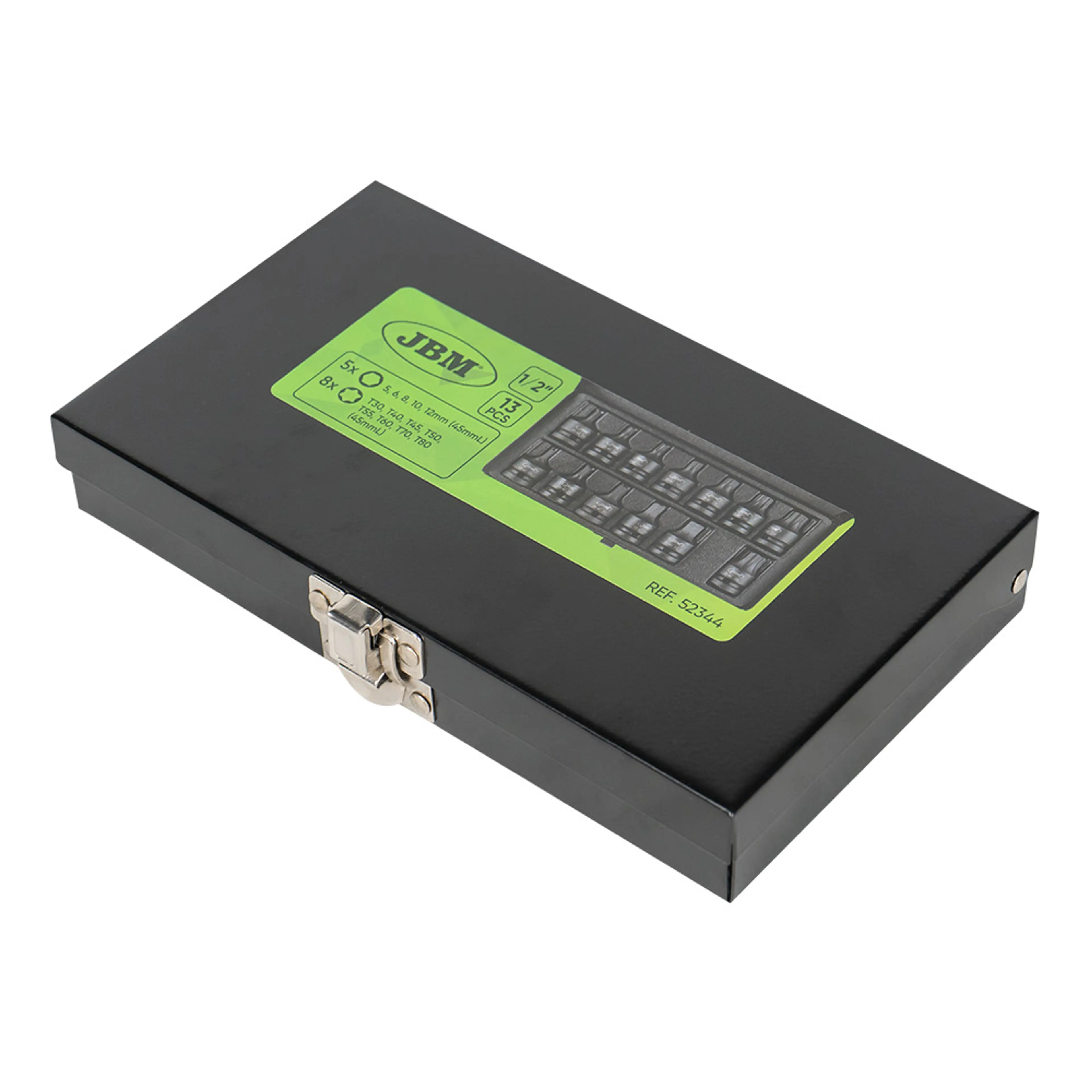 JBM SET DE 13 PUNTAS DE IMPACTO HEXAGONALES Y TORX DE 1/2"