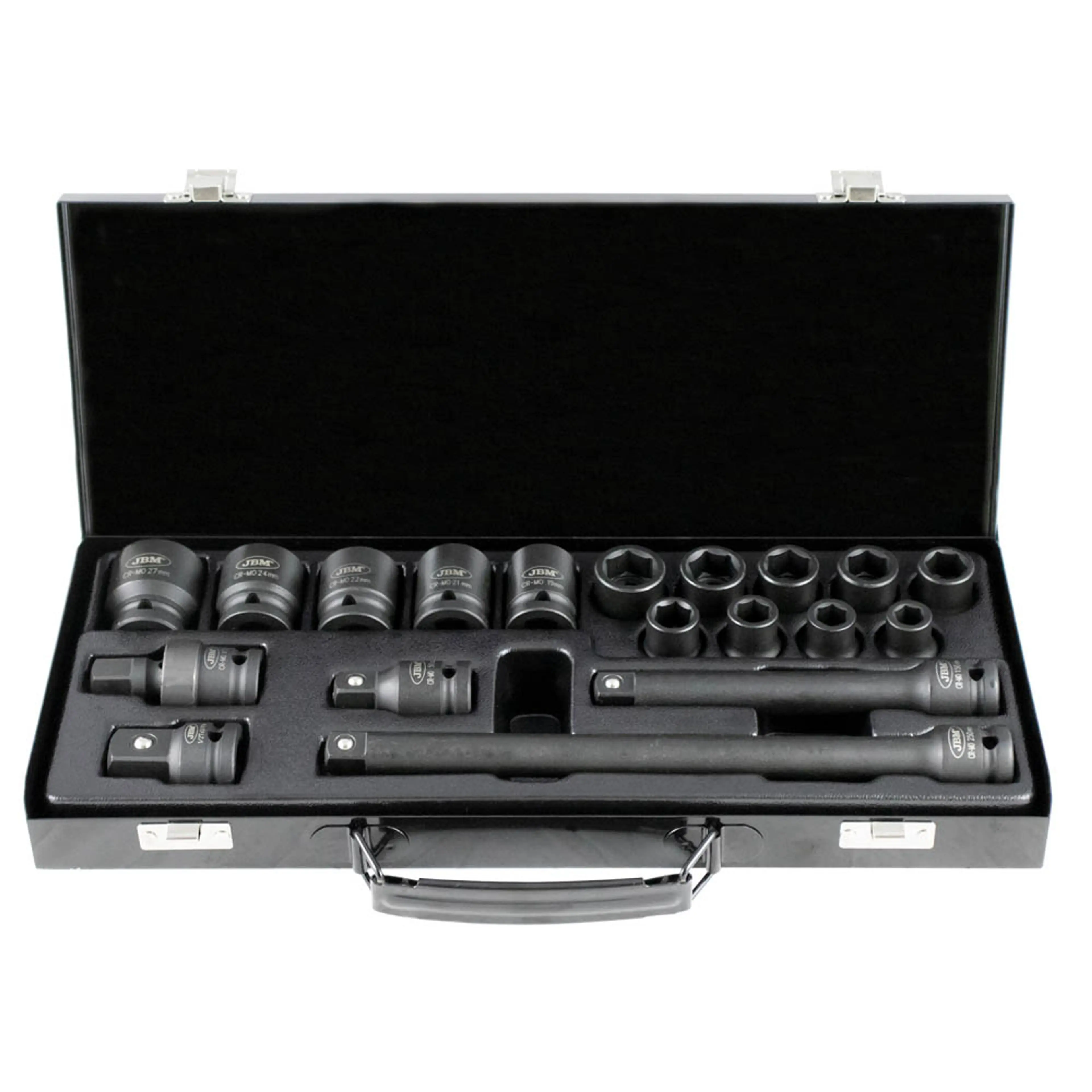 JBM SET DE 19 PIEZAS DE IMPACTO DE 1/2" CON 14 VASOS HEXAGONALES + ADA