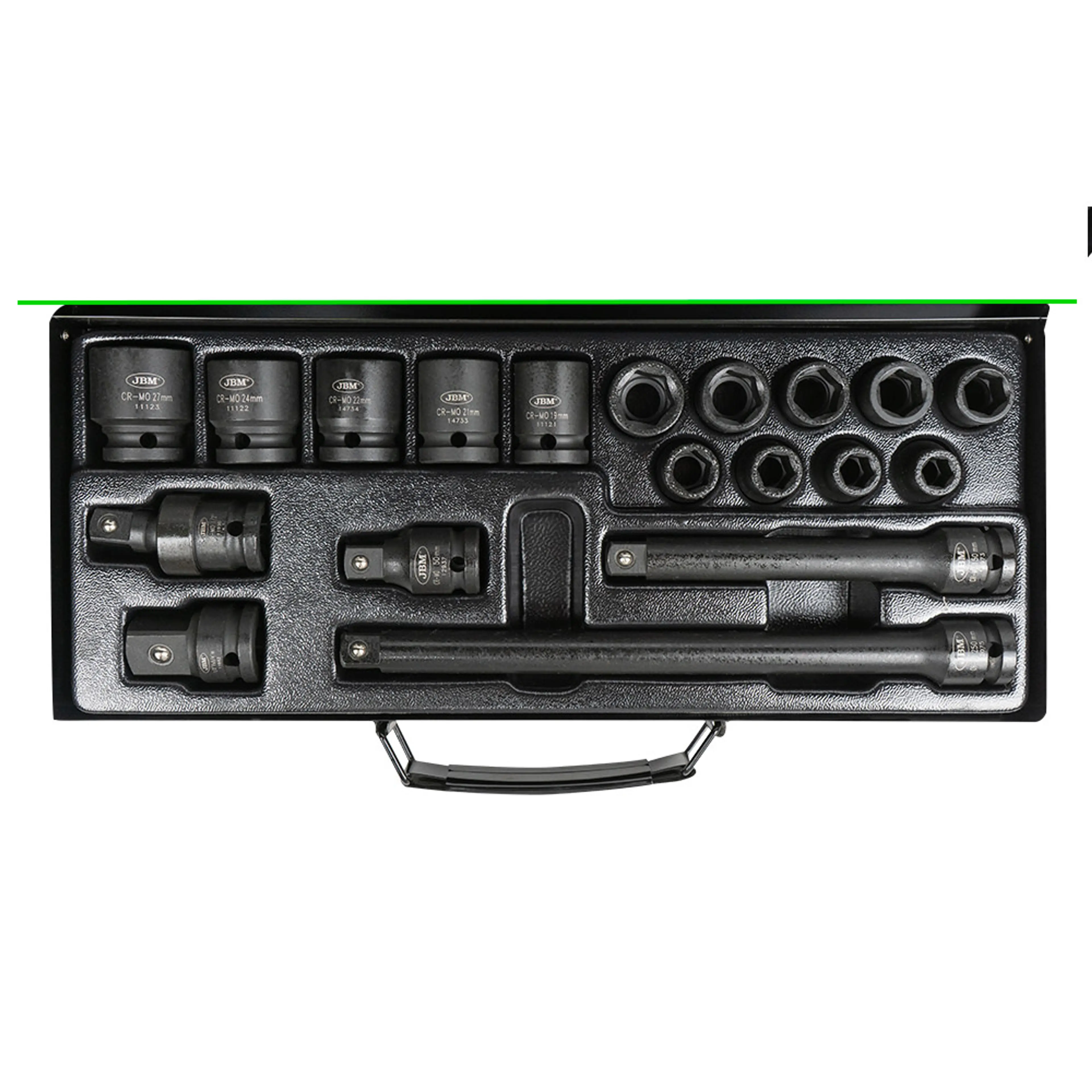 JBM SET DE 19 PIEZAS DE IMPACTO DE 1/2" CON 14 VASOS HEXAGONALES + ADA