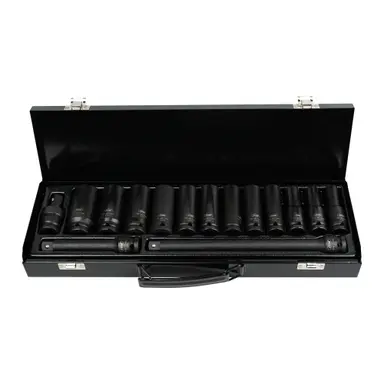 JBM SET DE 15 PIEZAS DE IMPACTO CON 12 VASOS LARGOS DE 1/2" HEXAGONALE