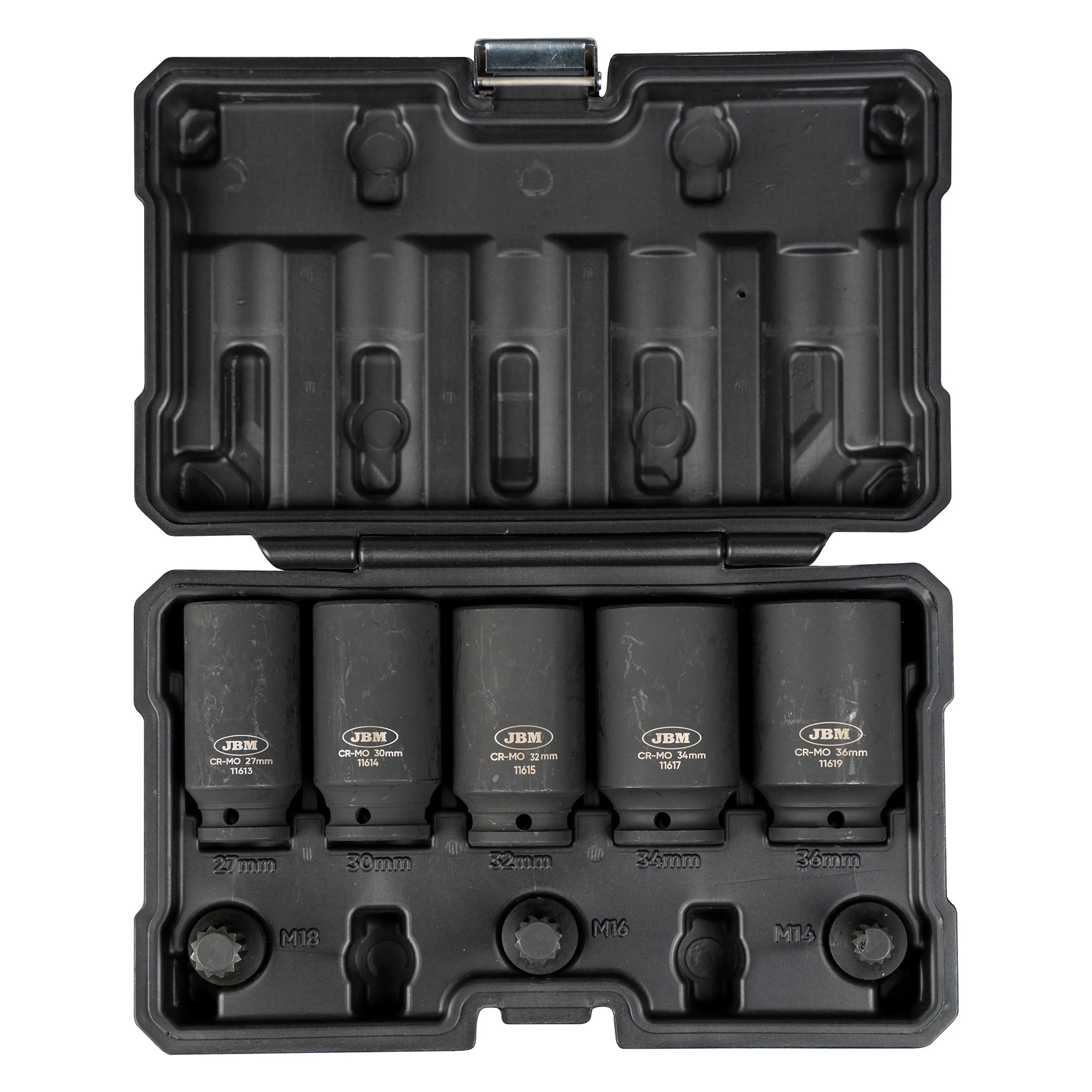 JBM SET DE 5 VASOS Y 3 PUNTAS DE IMPACTO XZN DE 1/2"