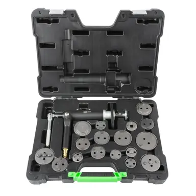 JBM KIT REPOSICIONADOR PARA PISTONES DE FRENO CON PISTOLA 18PCS