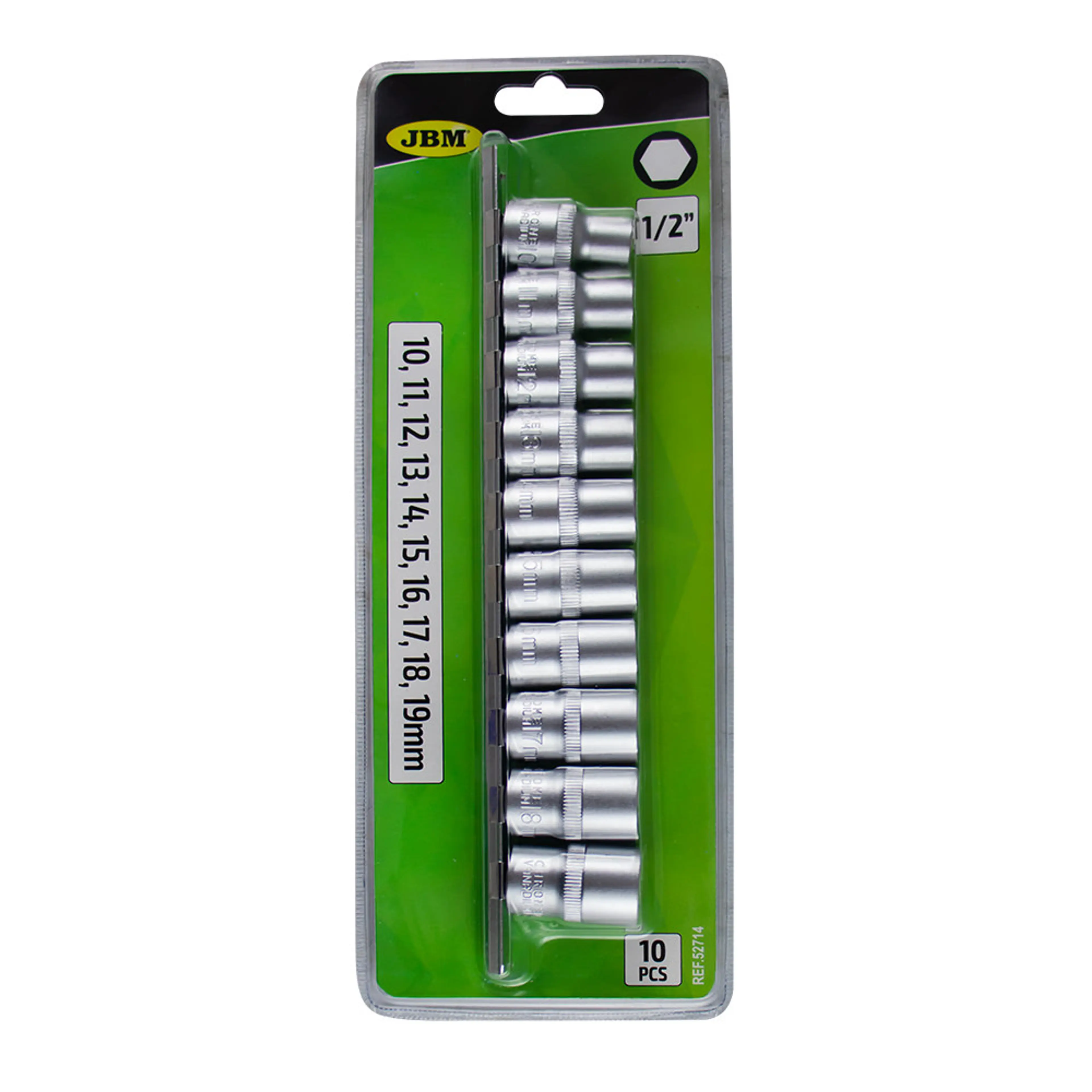 JBM JUEGO DE 10 VASOS HEXAGONALES DE 1/2"