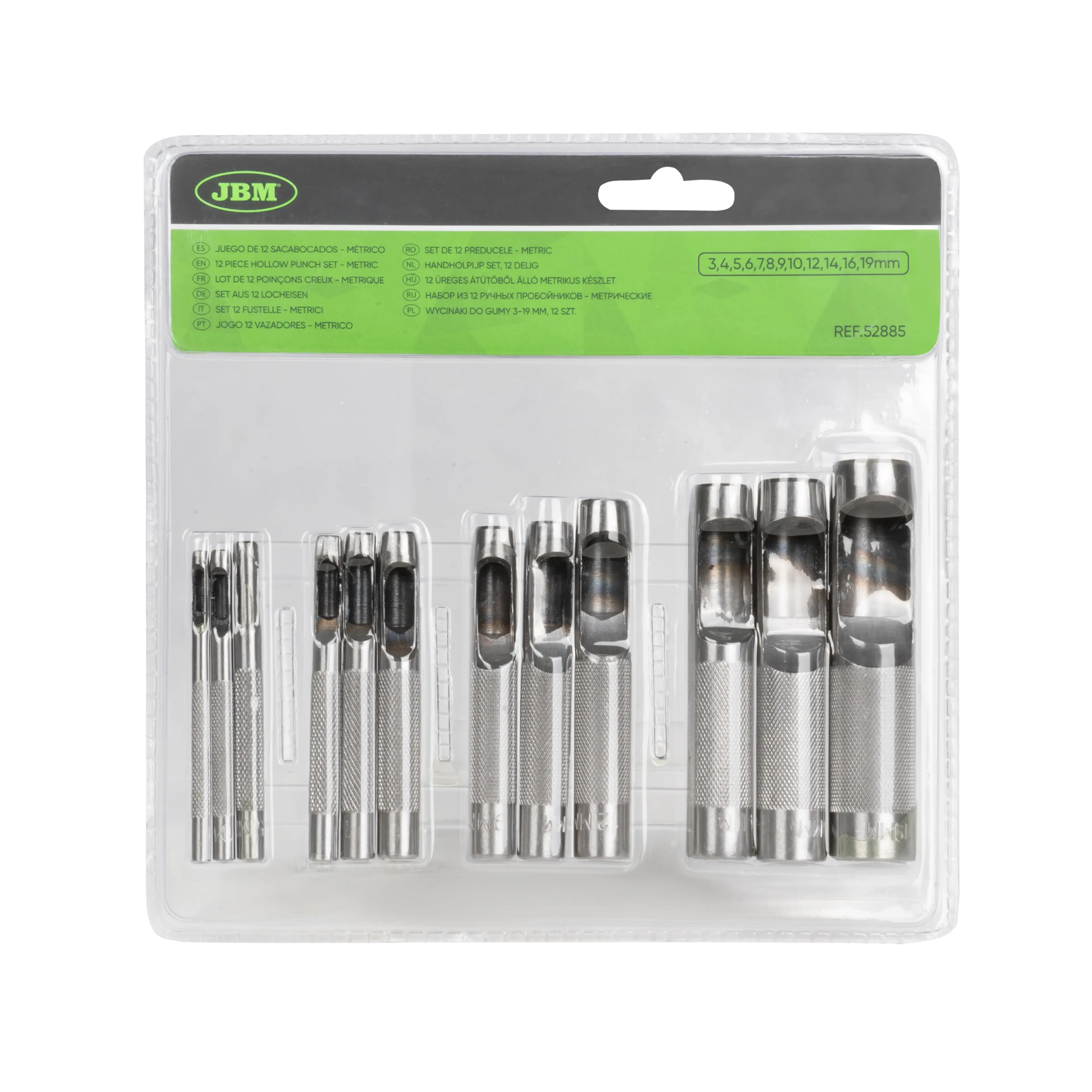 JBM JUEGO DE 12 SACABOCADOS - MÉTRICO