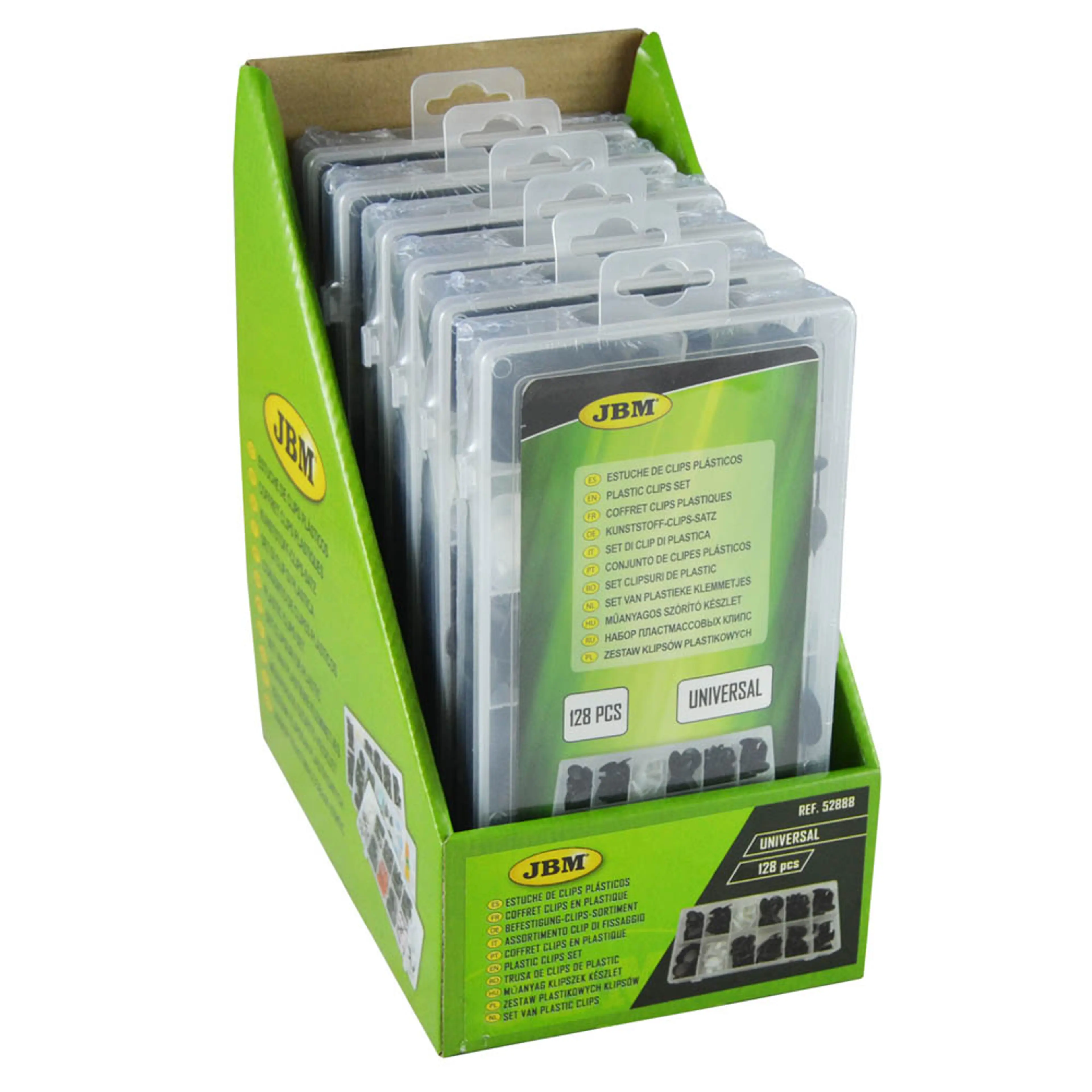 JBM ESTUCHE DE CLIPS PLÁSTICOS UNIVERSALES 128PCS