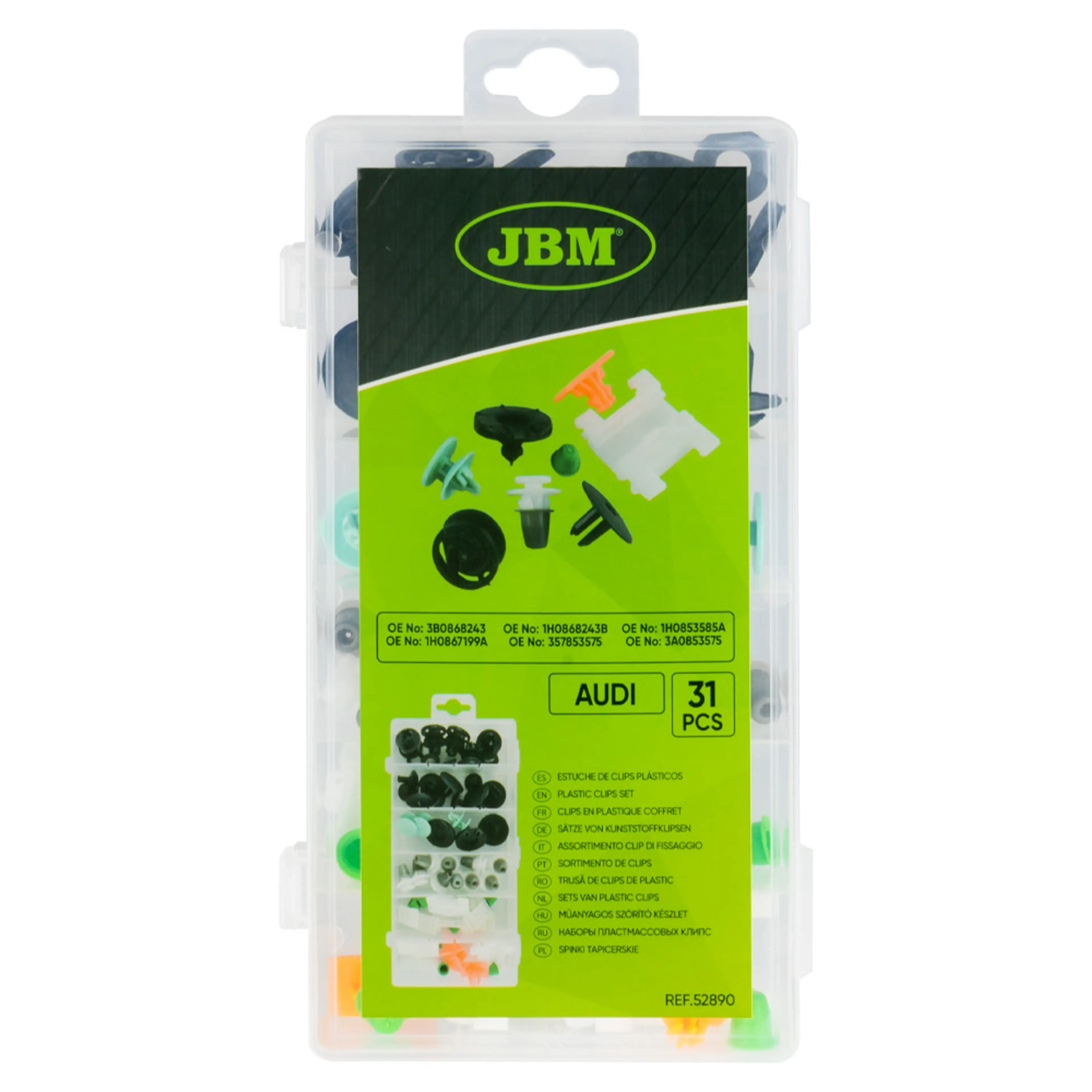 JBM ESTUCHE DE CLIPS PLÁSTICOS AUDI 31PCS