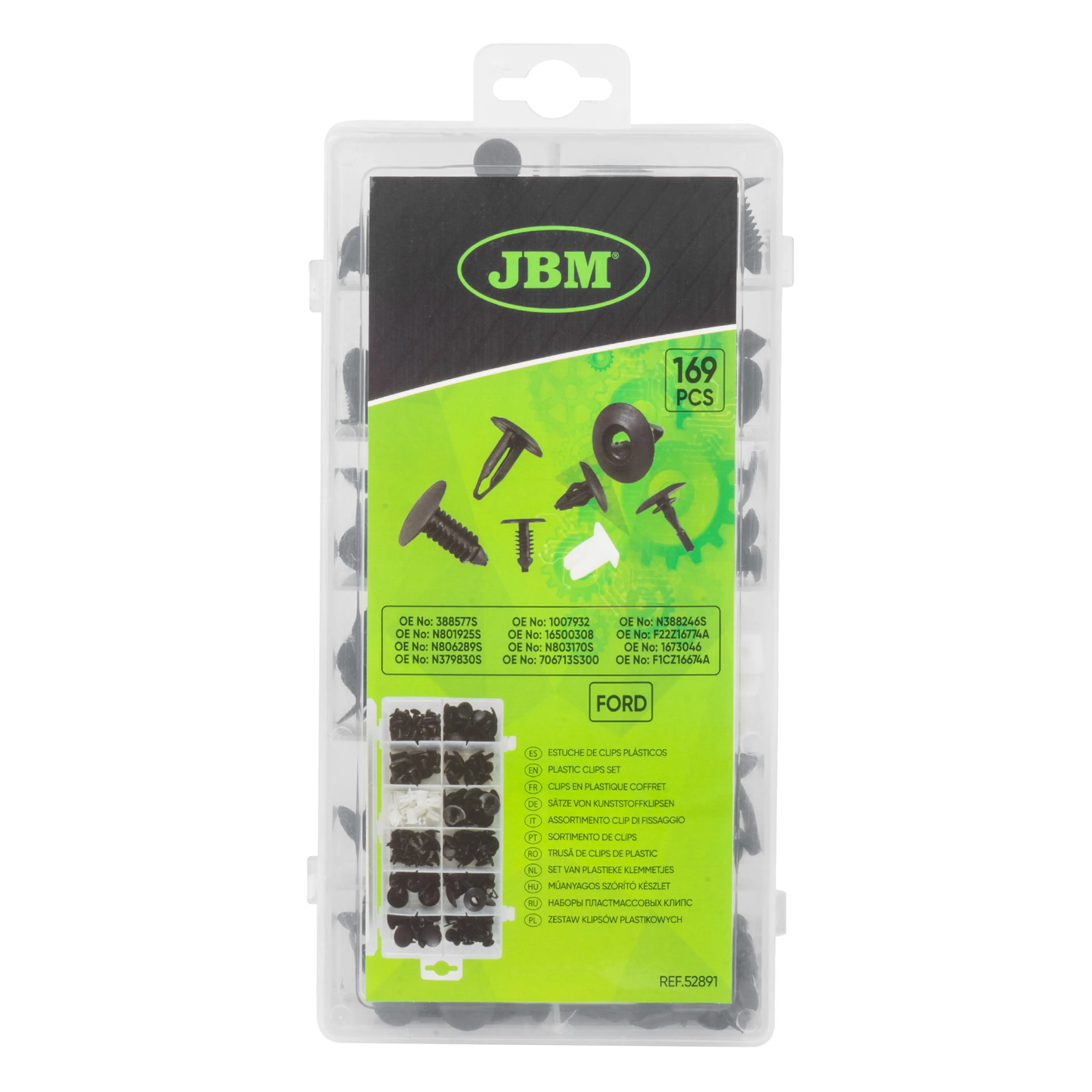 JBM ESTUCHE DE CLIPS PLÁSTICOS FORD 169PCS