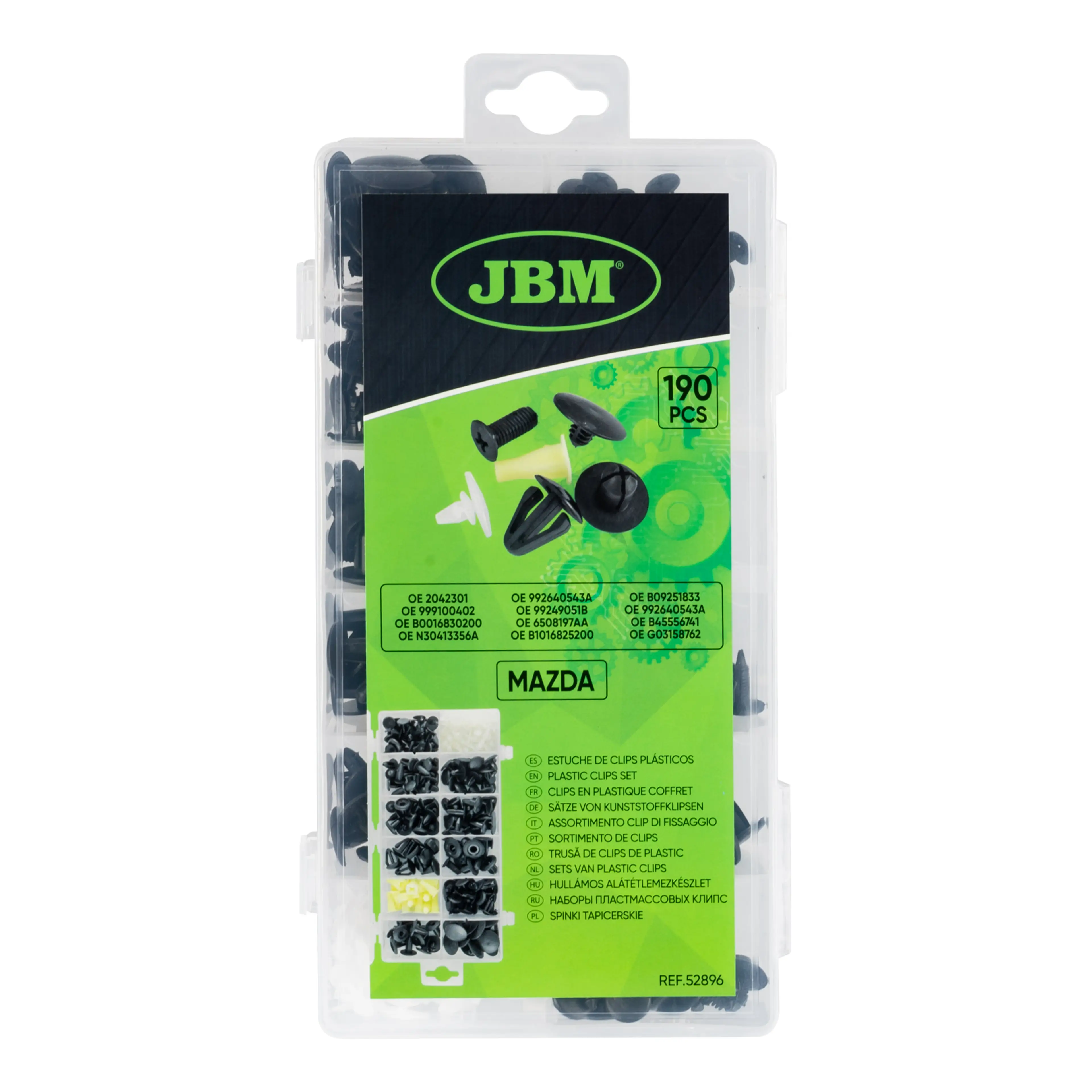 JBM ESTUCHE DE CLIPS PLÁSTICOS MAZDA 190PCS