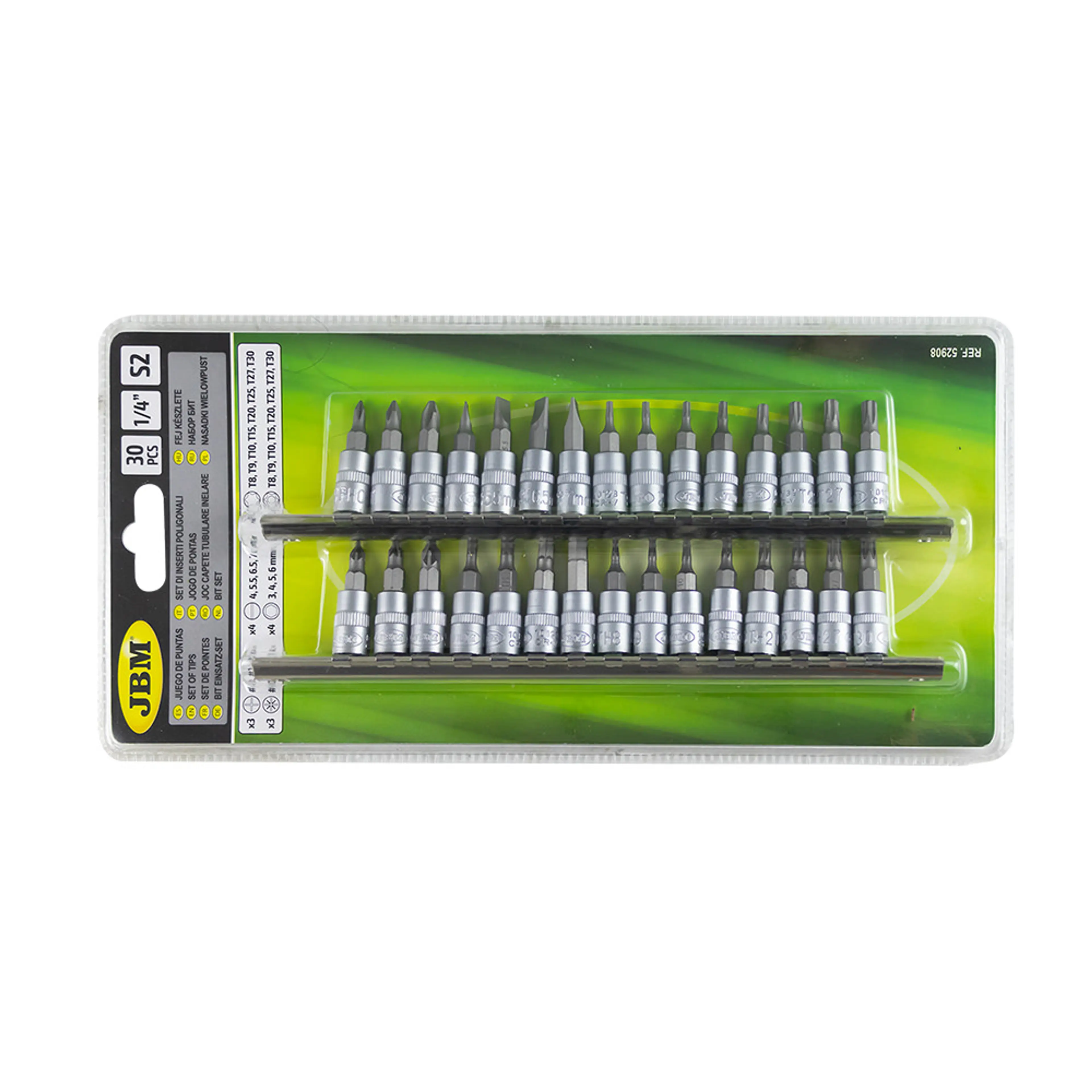 JBM JUEGO DE 30 PUNTAS PHILIPS, PLANA, ALLEN, TORX, TORX INVIOLABLE CO