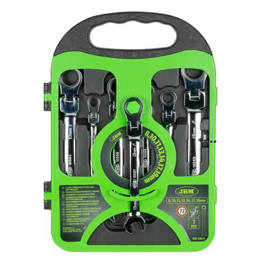 JBM SET DE 7 LLAVES COMBINADAS ARTICULADAS CON TRINQUETE