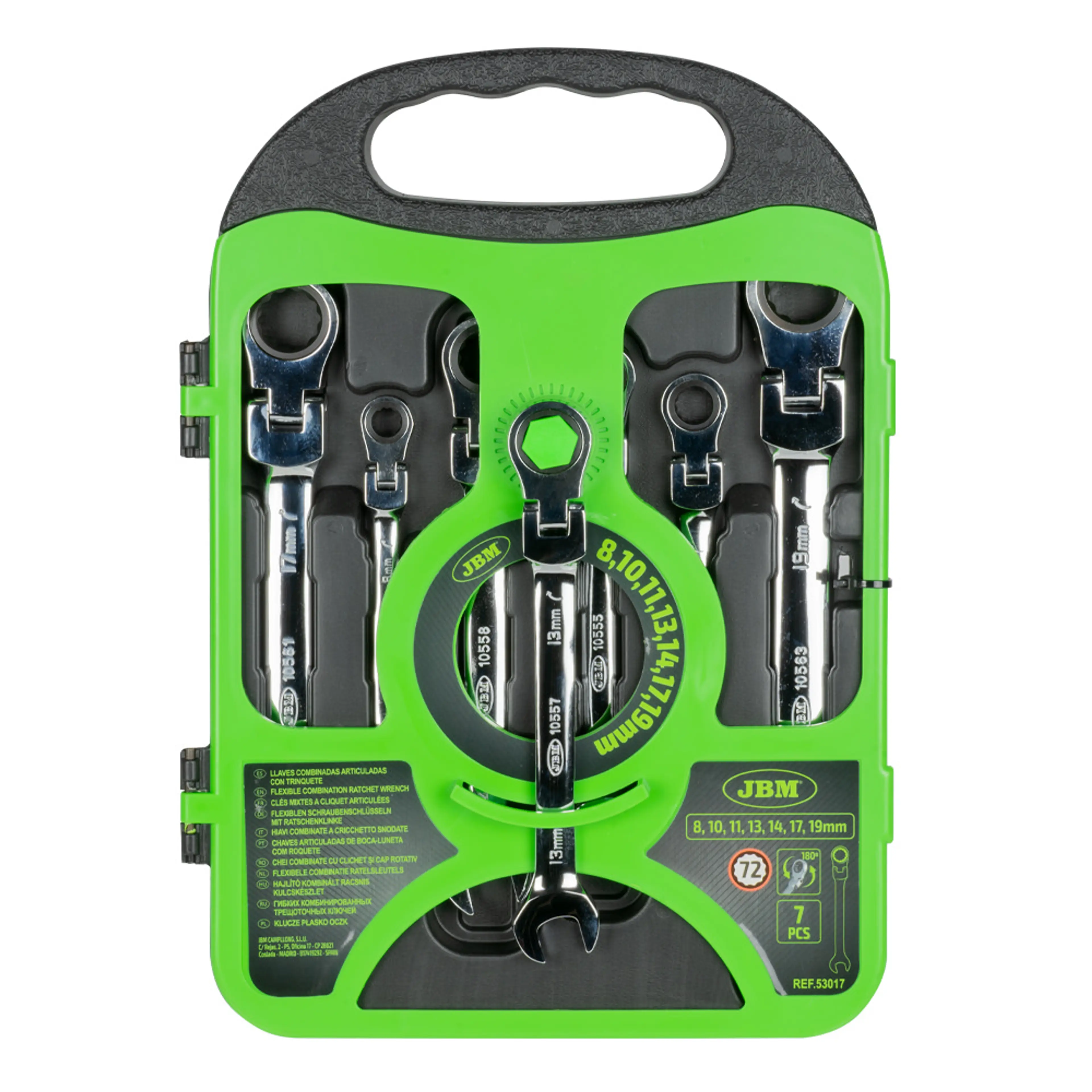 JBM SET DE 7 LLAVES COMBINADAS ARTICULADAS CON TRINQUETE