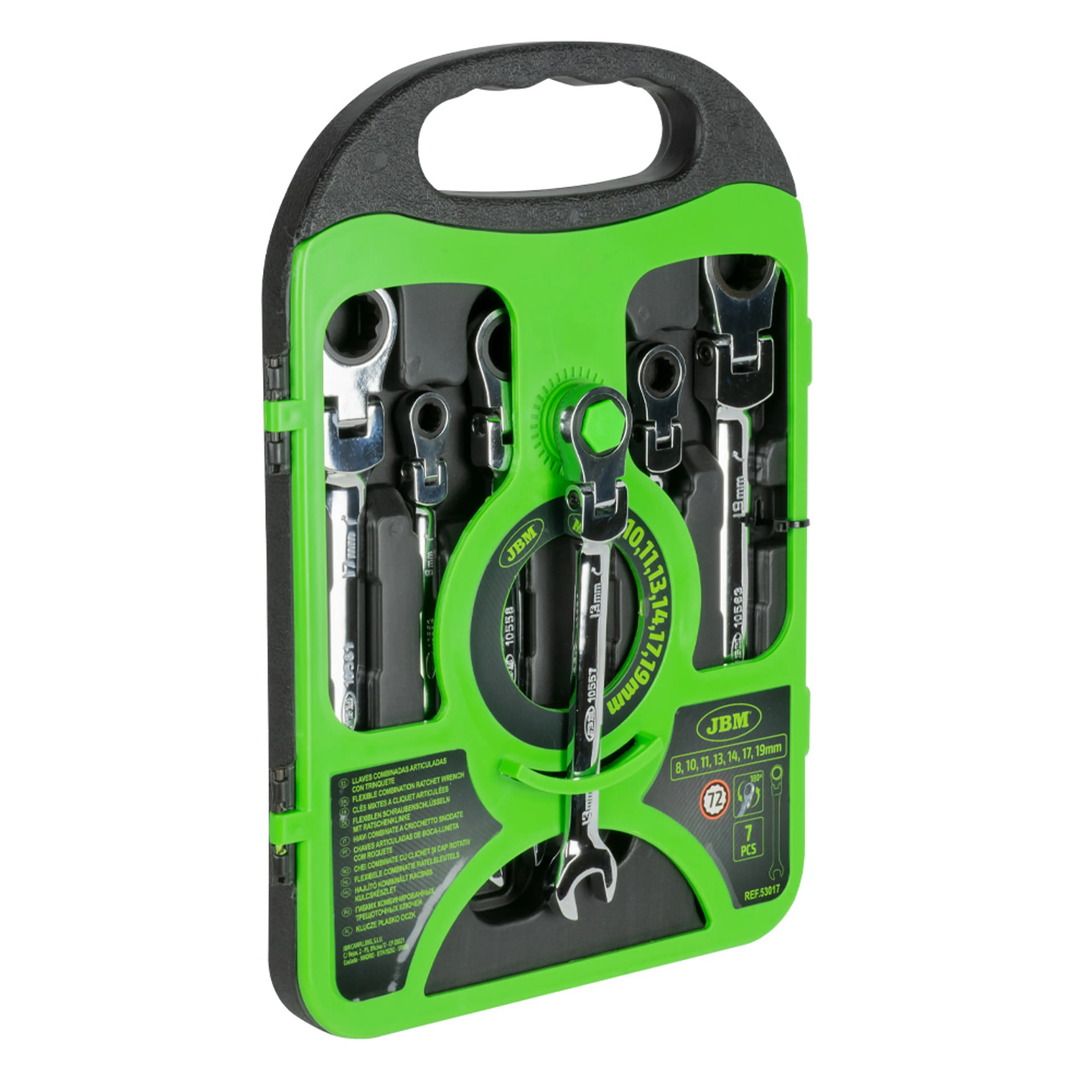 JBM SET DE 7 LLAVES COMBINADAS ARTICULADAS CON TRINQUETE