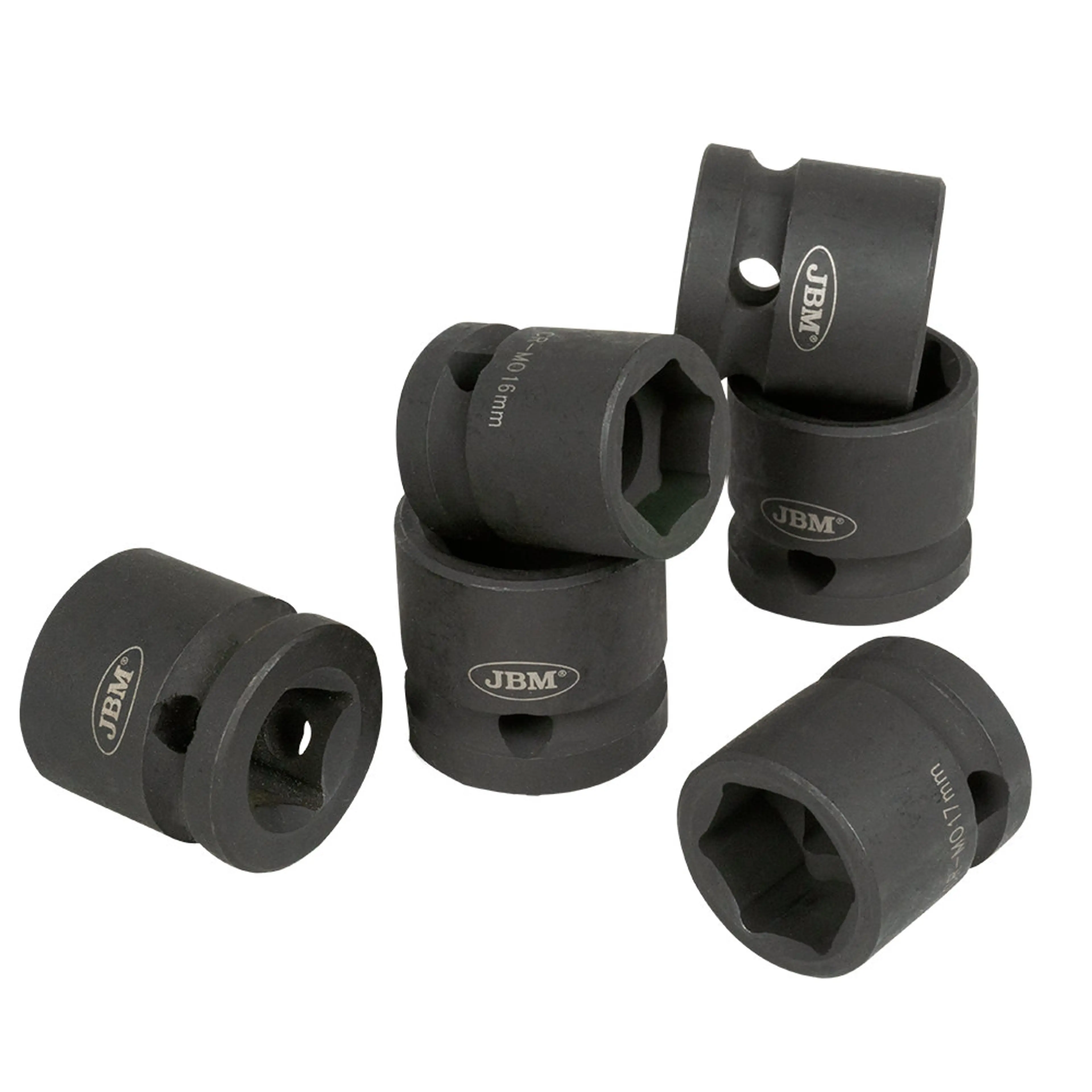 JBM SET DE 12 VASOS DE IMPACTO HEXAGONALES DE PERFIL BAJO DE 1/2"