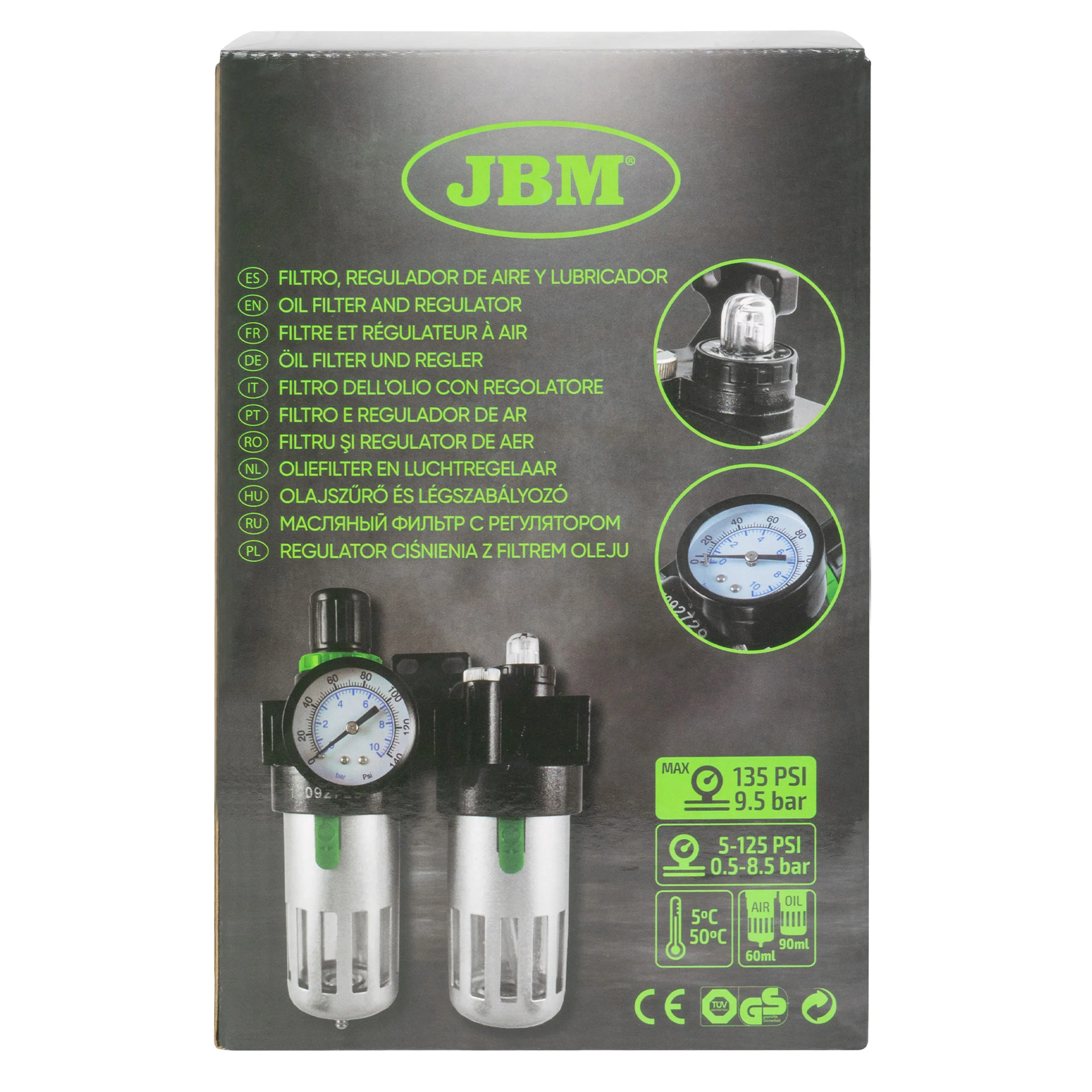 JBM FILTRO, REGULADOR DE AIRE Y LUBRICADOR 1/2"