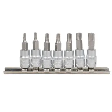JBM JUEGO DE 7 PUNTAS TORX INVIOLABLE CON VASO DE 1/4"