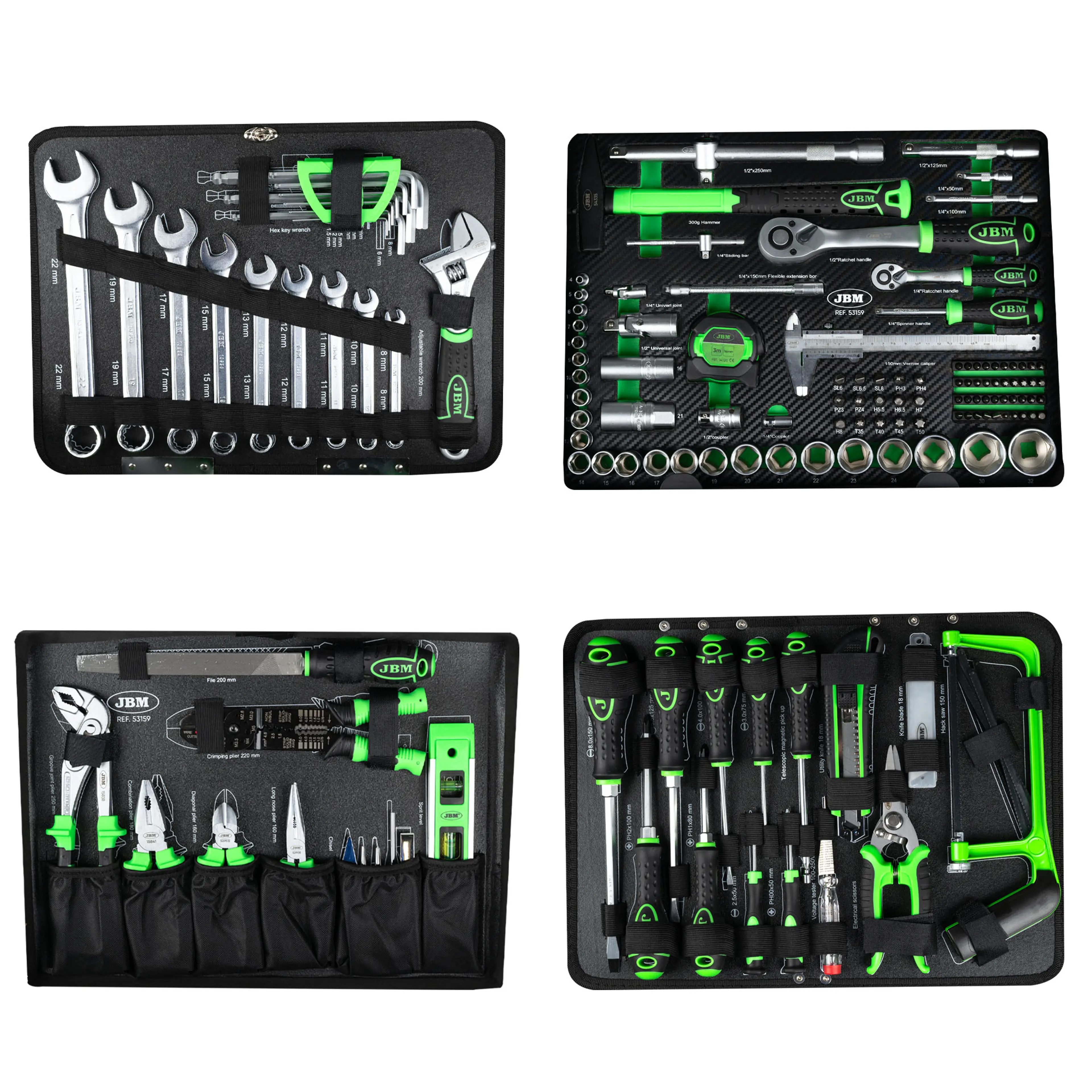 JBM MALETÍN DE ALUMINIO DE 159 PIEZAS DE HERRAMIENTAS 1/4" Y 1/2" CINC
