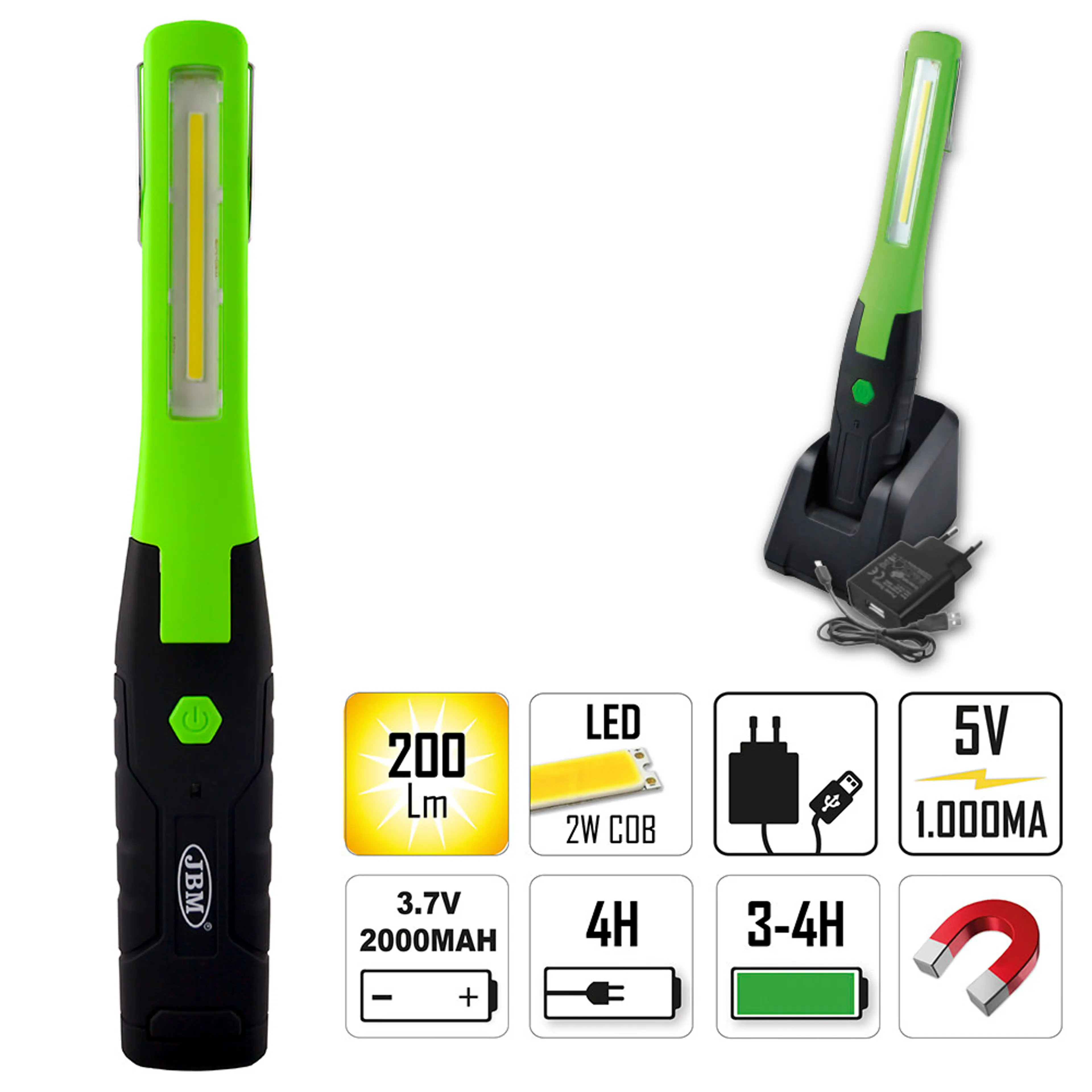 JBM LÁMPARA LED PORTÁTIL CON BASE IMANTADA ARTICULADA - 170LM