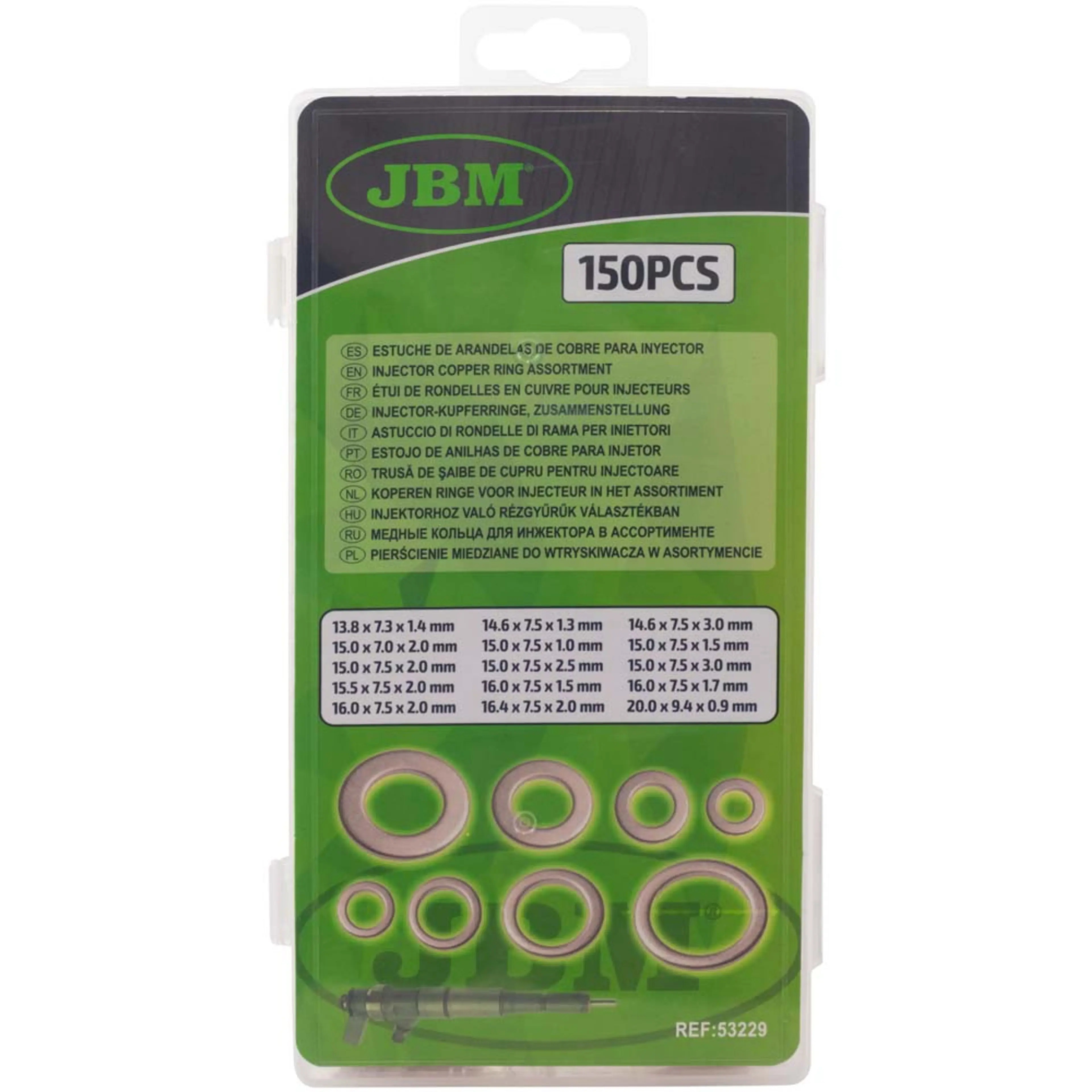 JBM ESTUCHE DE ARANDELAS DE COBRE PARA INYECTOR 150PCS