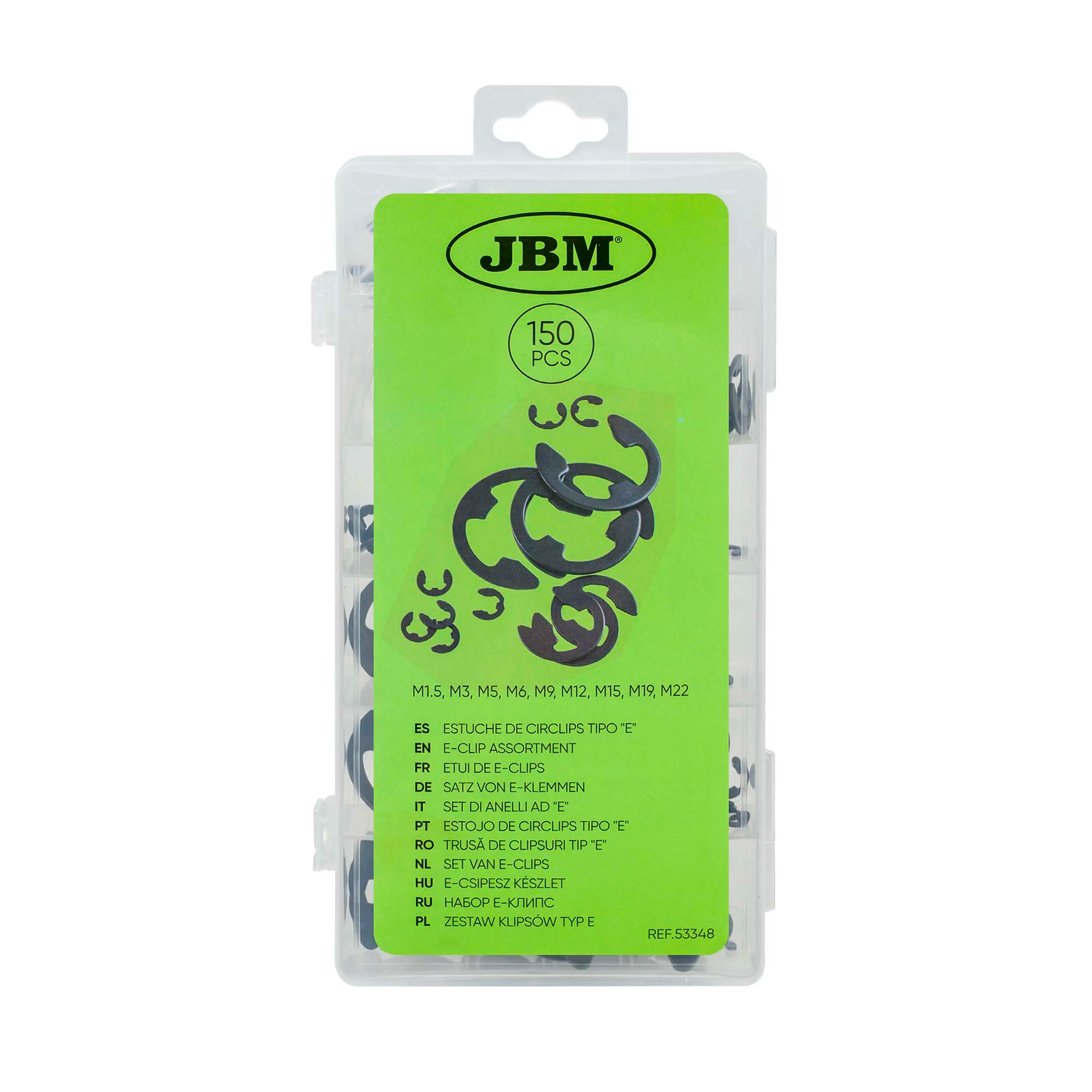 JBM ESTUCHE DE CIRCLIPS TIPO E 150PCS