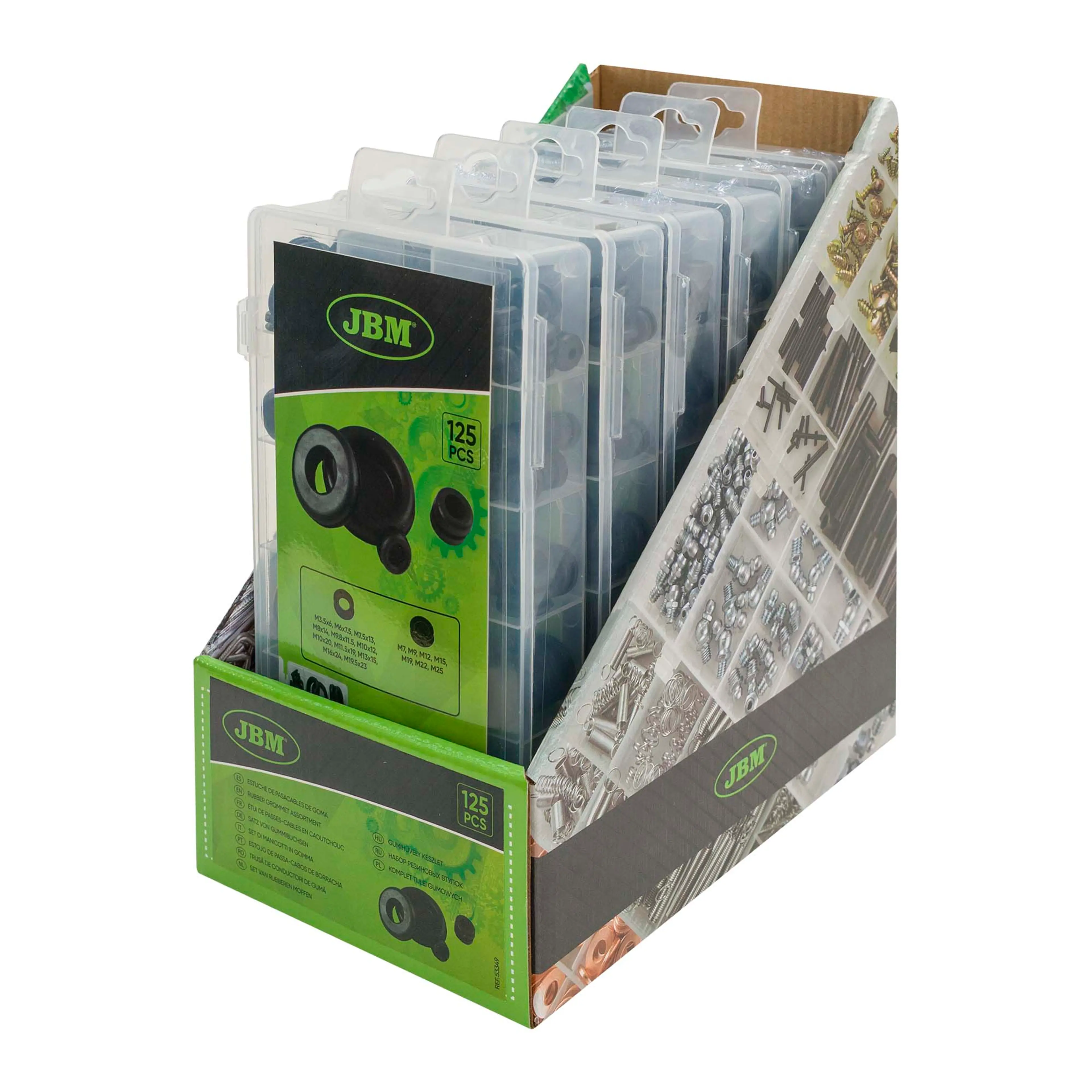 JBM ESTUCHE DE PASACABLES DE GOMA 125PCS