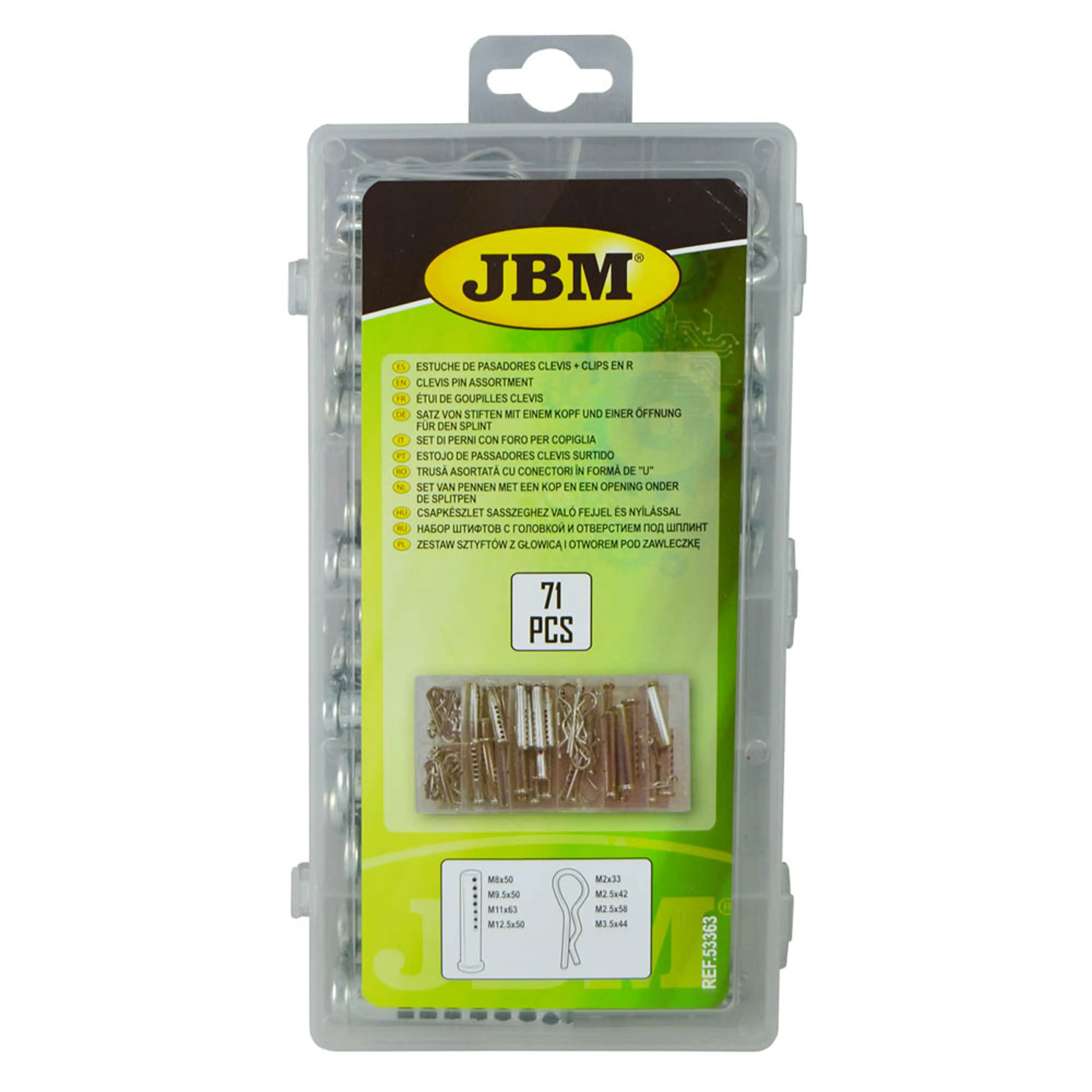 JBM ESTUCHE DE PASADORES CLEVIS Y CLIPS EN R 71PCS