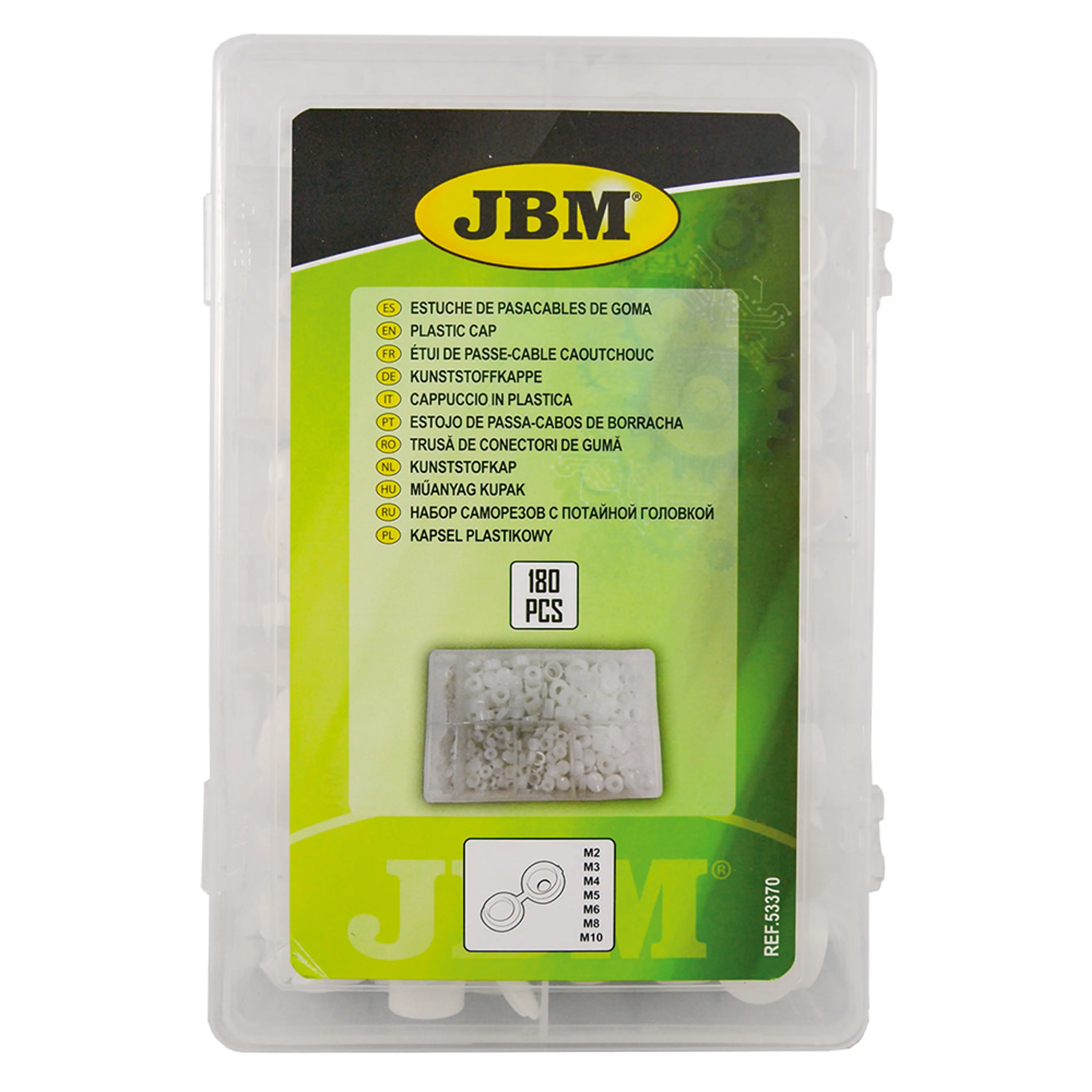 JBM ESTUCHE DE PASACABLES DE GOMA 180PCS