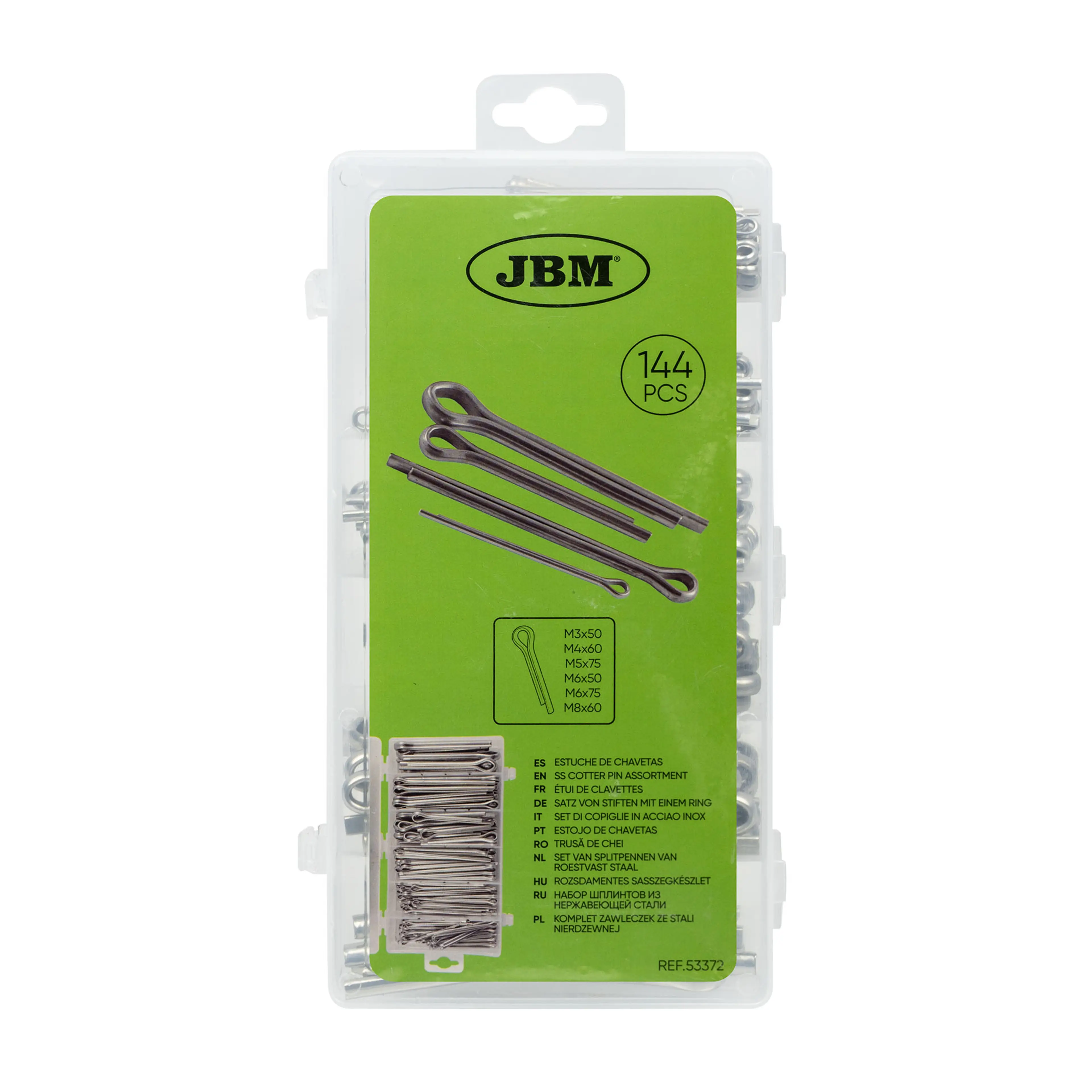 JBM ESTUCHE DE PASADORES DE ALETAS INOX 144PCS