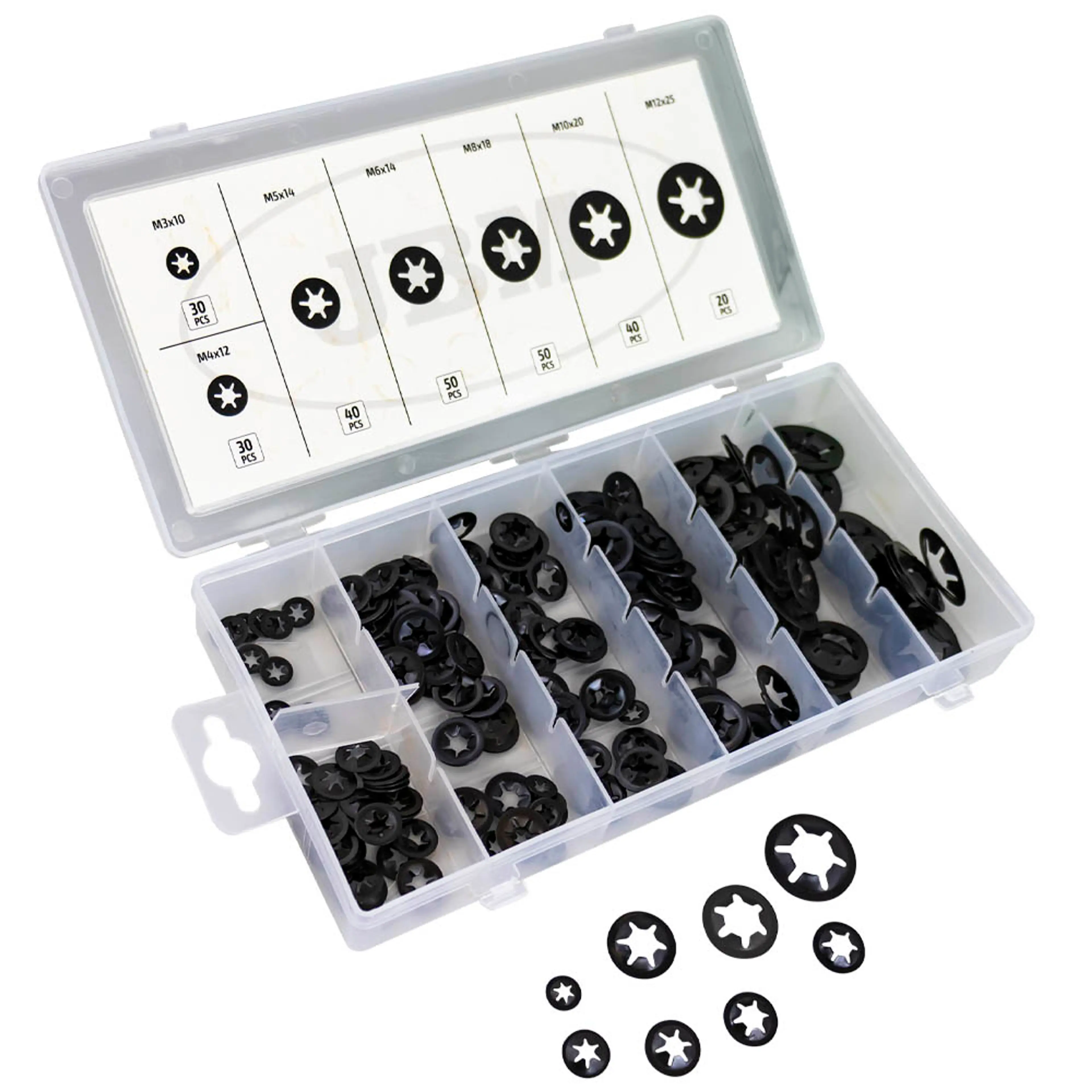 JBM ESTUCHE DE ARANDELAS DENTADAS INTERIOR 260PCS