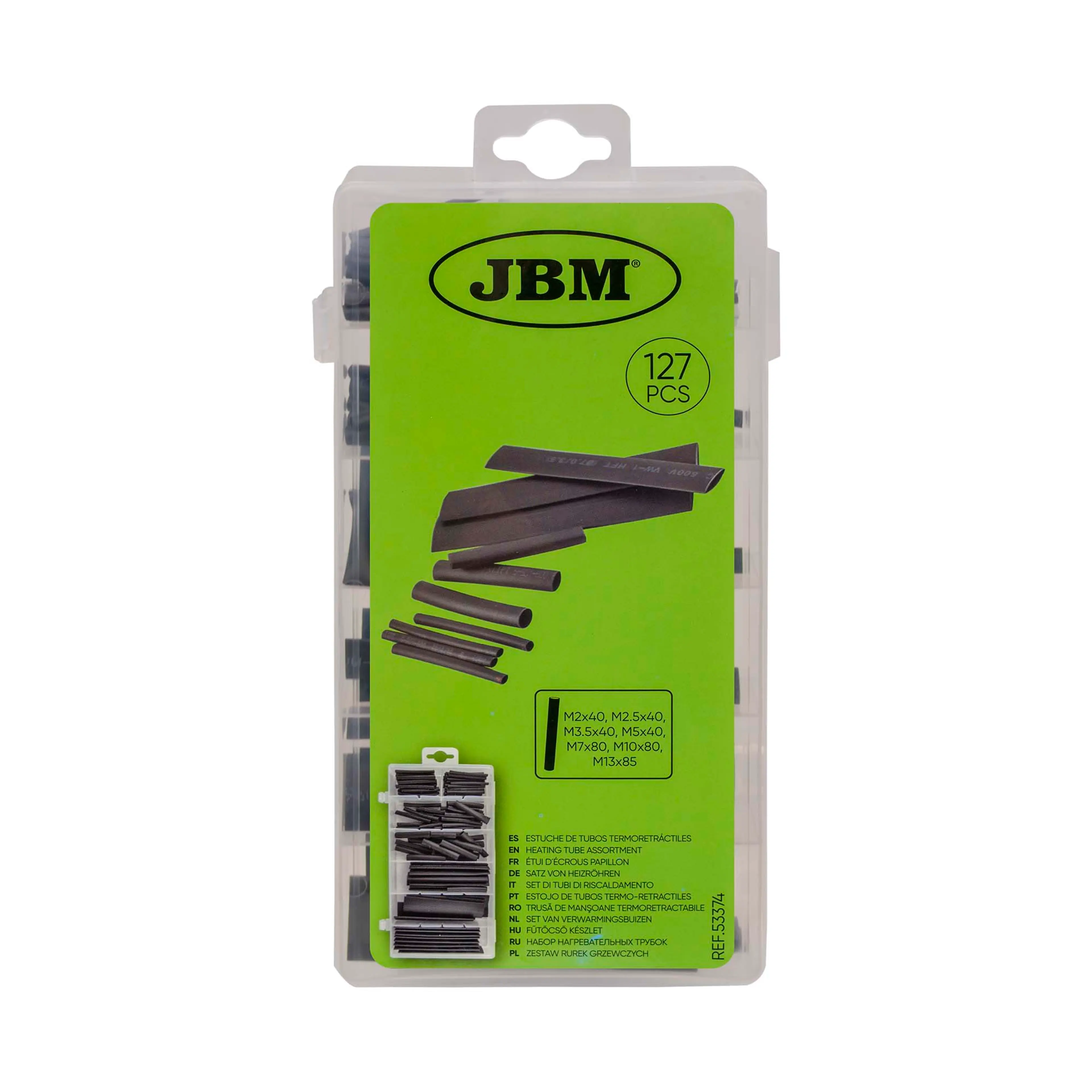 JBM ESTUCHE DE TUBOS TERMORETRÁCTILES NEGROS 127PCS