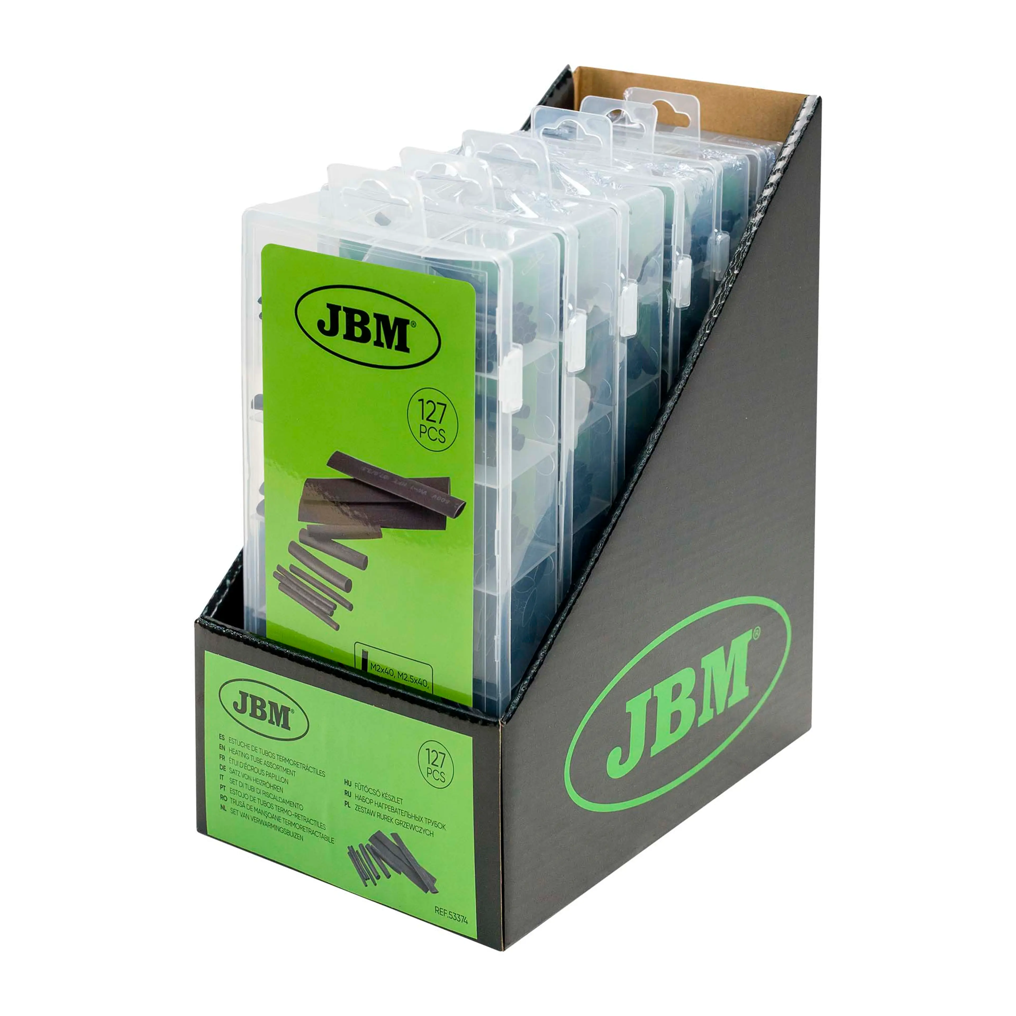 JBM ESTUCHE DE TUBOS TERMORETRÁCTILES NEGROS 127PCS