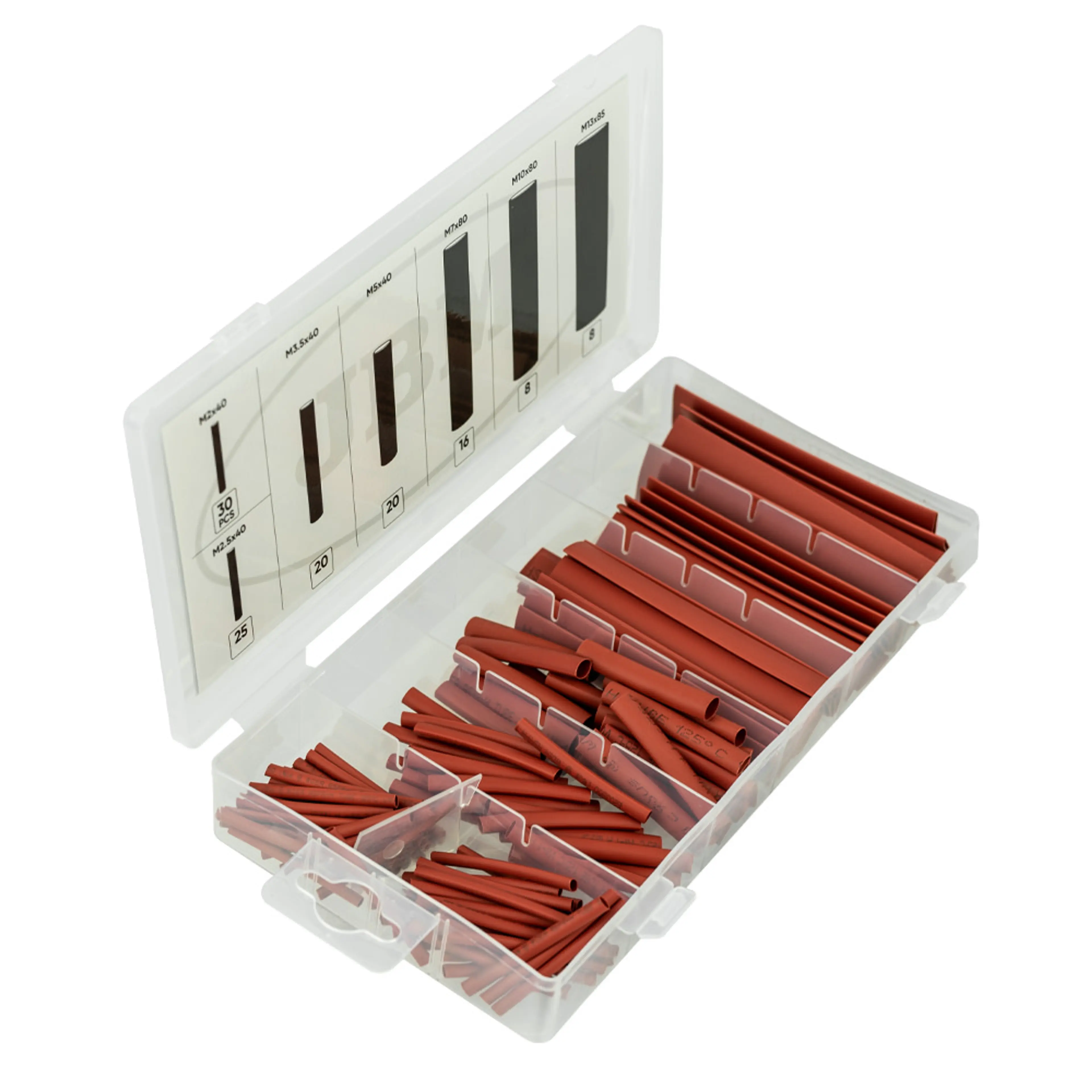 JBM ESTUCHE DE TUBOS TERMORETRÁCTILES ROJOS 127PCS