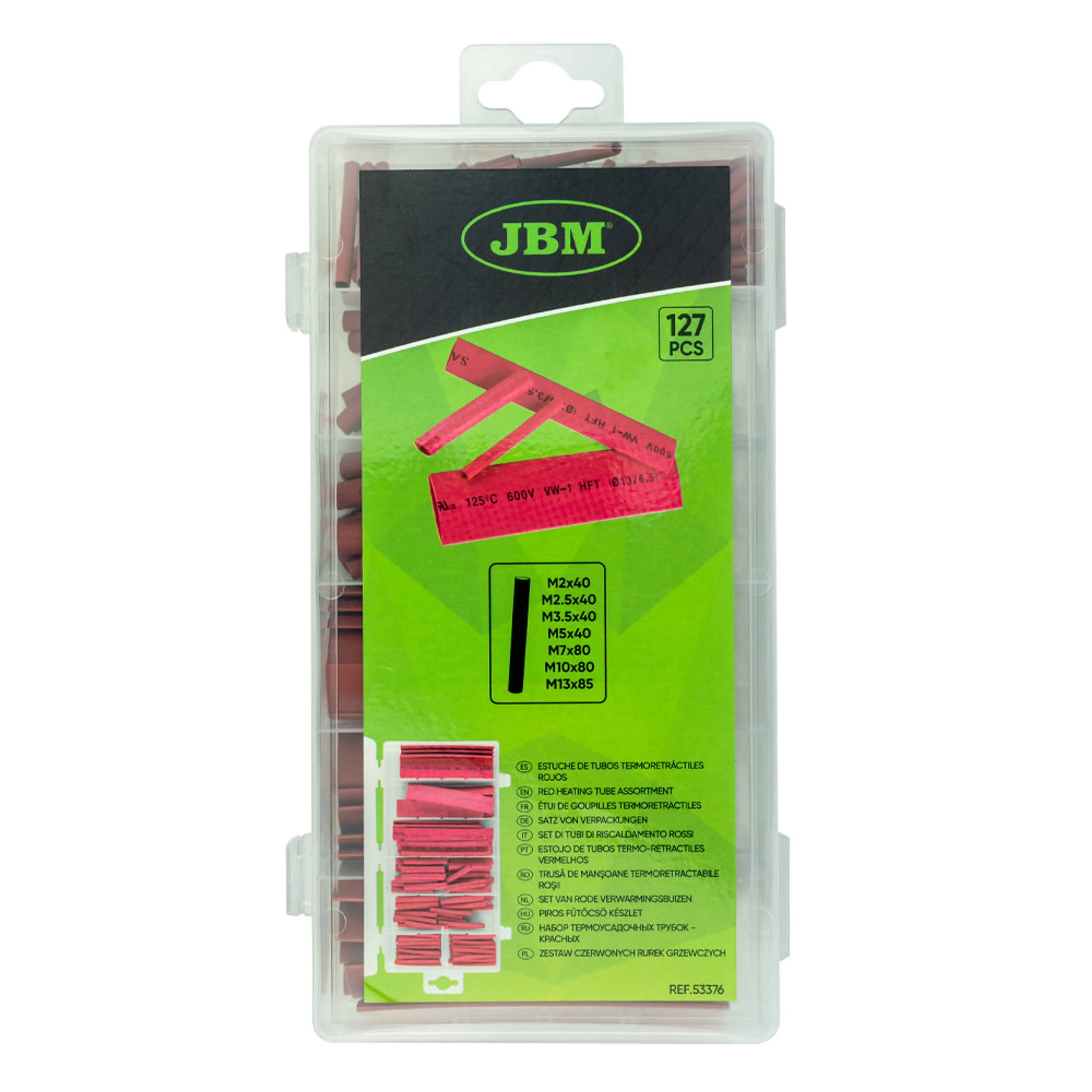 JBM ESTUCHE DE TUBOS TERMORETRÁCTILES ROJOS 127PCS