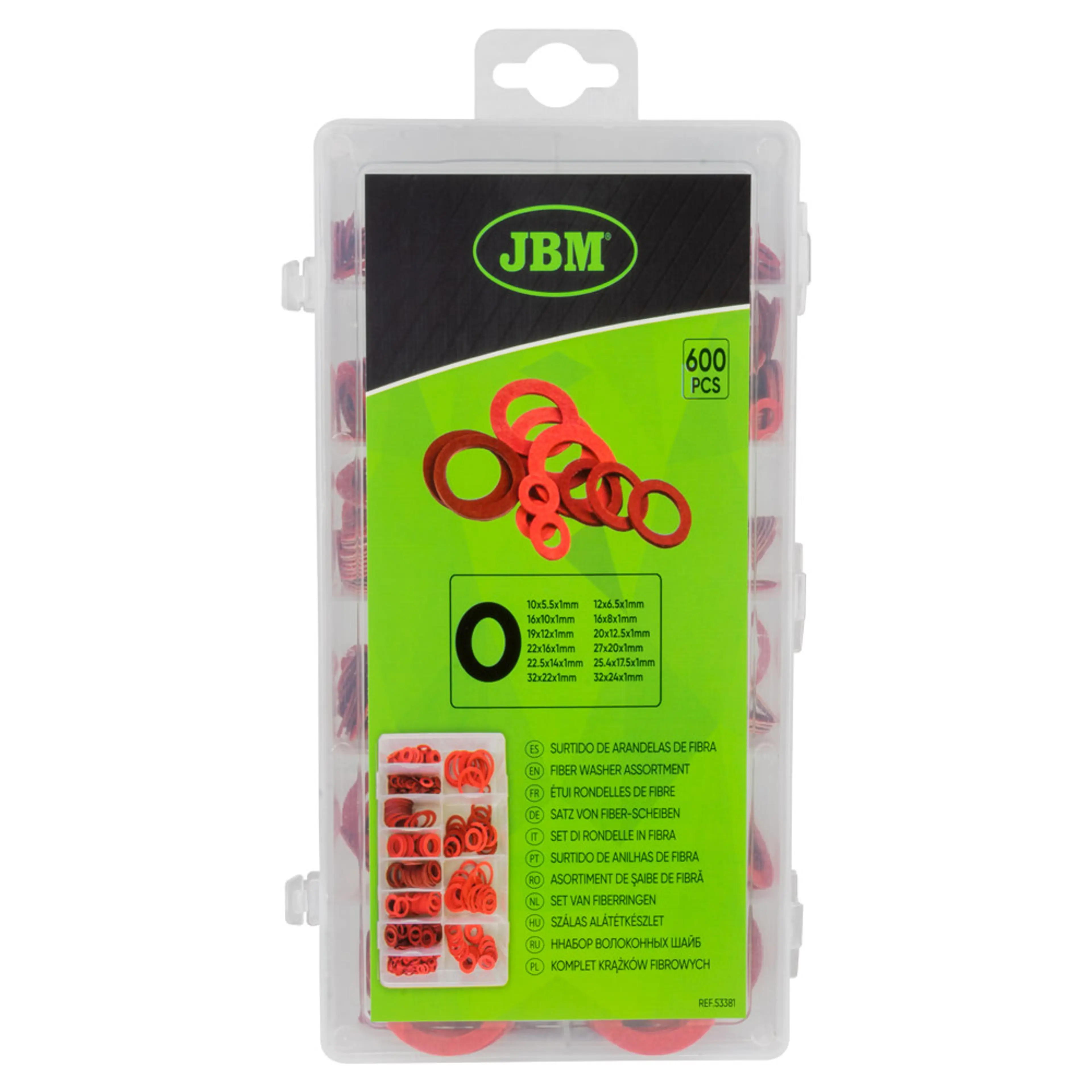 JBM SURTIDO DE ARANDELAS DE FIBRA 600PCS