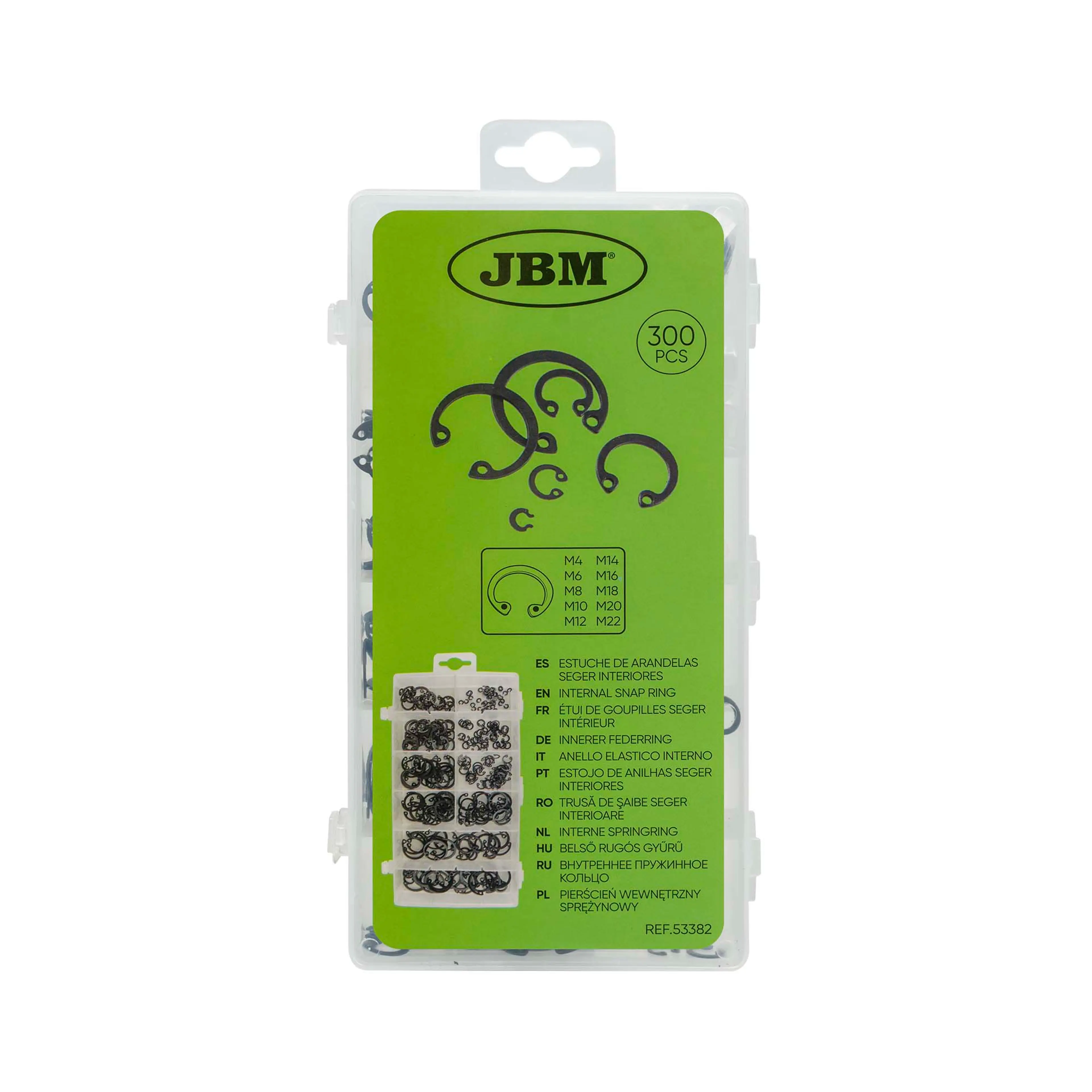 JBM ESTUCHE DE ARANDELAS SEEGER INTERIORES 300PCS