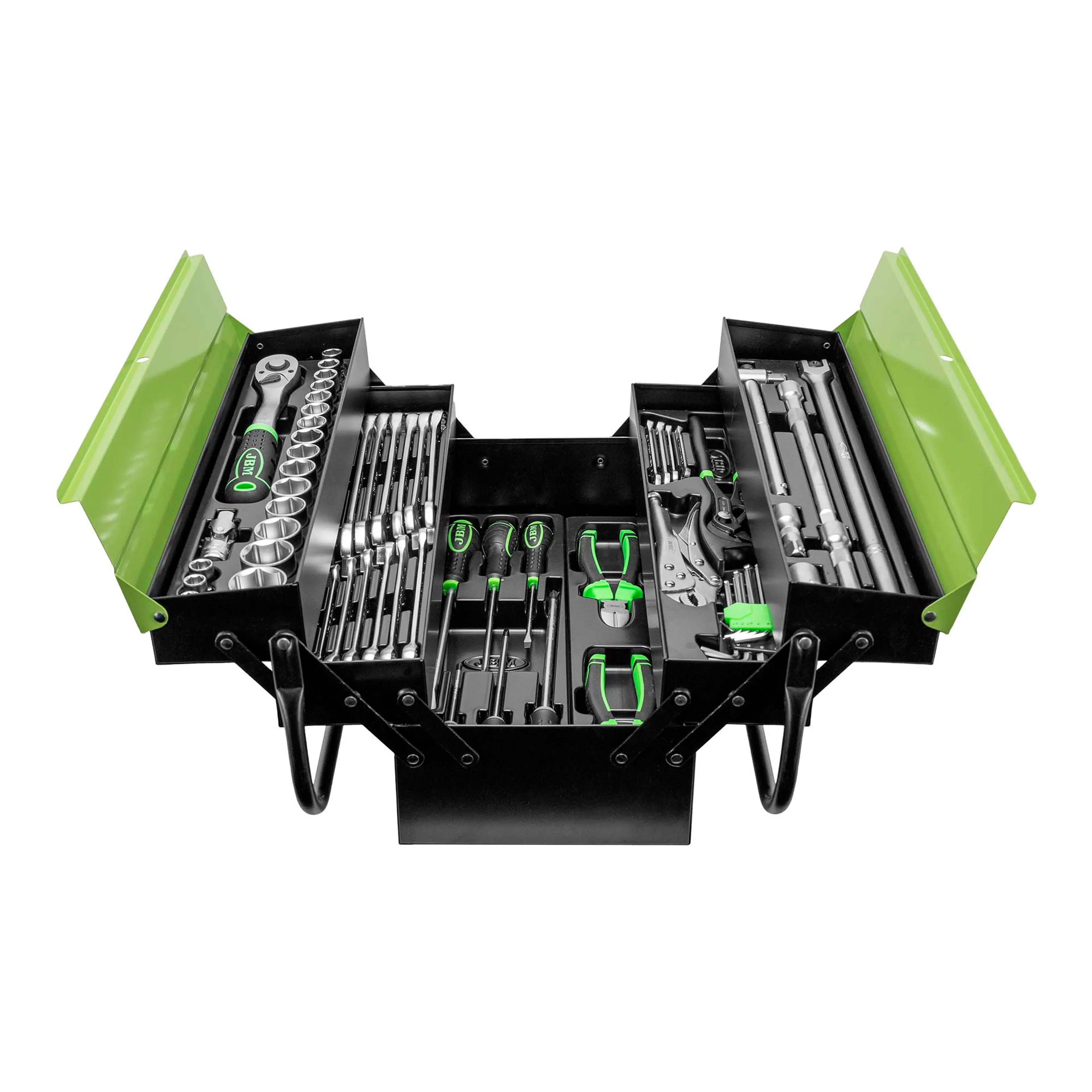 JBM CAJA METÁLICA DE 63 PIEZAS DE HERRAMIENTAS CINCADO