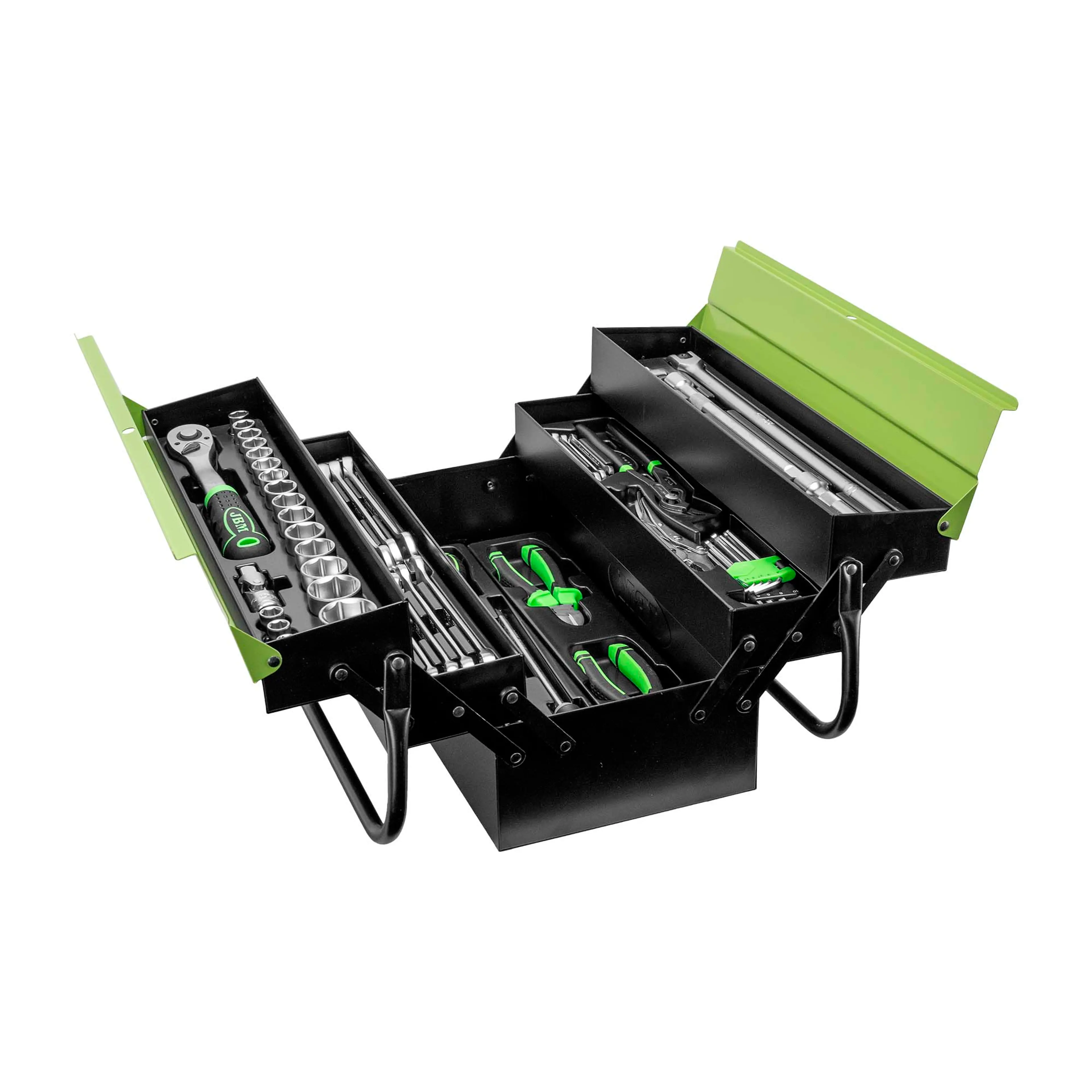 JBM CAJA METÁLICA DE 63 PIEZAS DE HERRAMIENTAS CINCADO