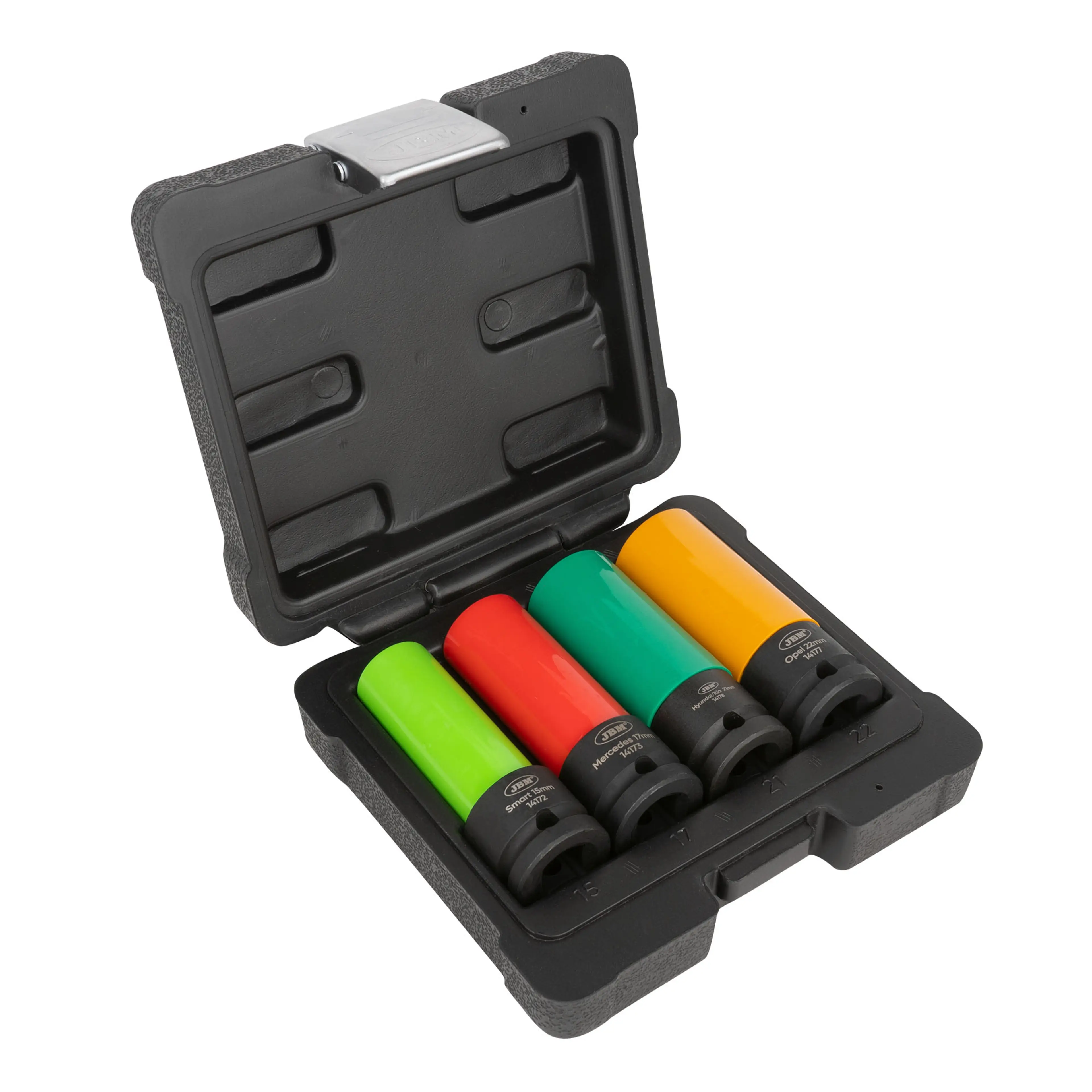 JBM SET DE 4 VASOS DE IMPACTO DE 1/2" PARA LLANTAS DE ALEACIÓN